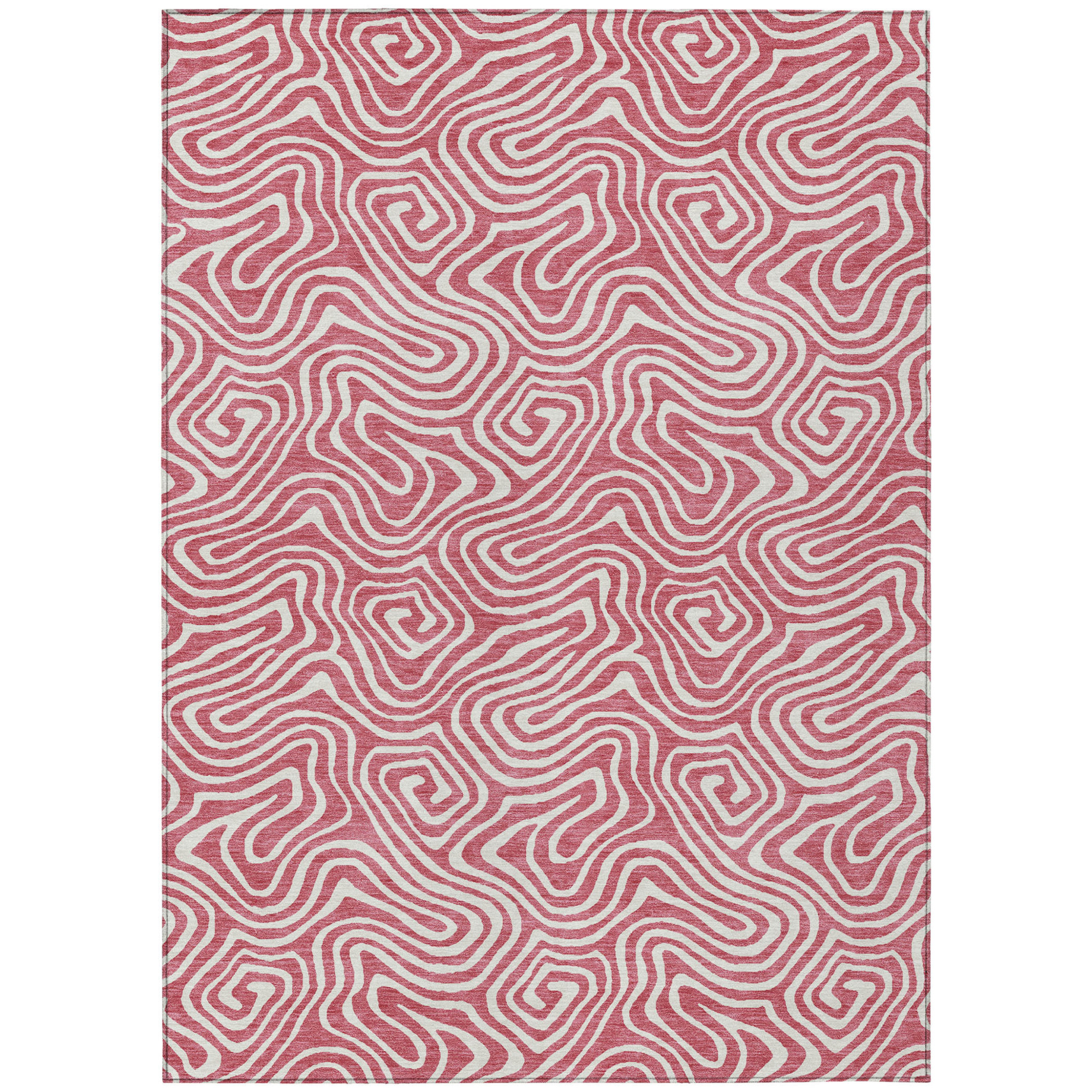 10' X 14' Blush And Ivory Abstract Washable Indoor Outdoor Area Rug - 1 - Sports & Outdoor