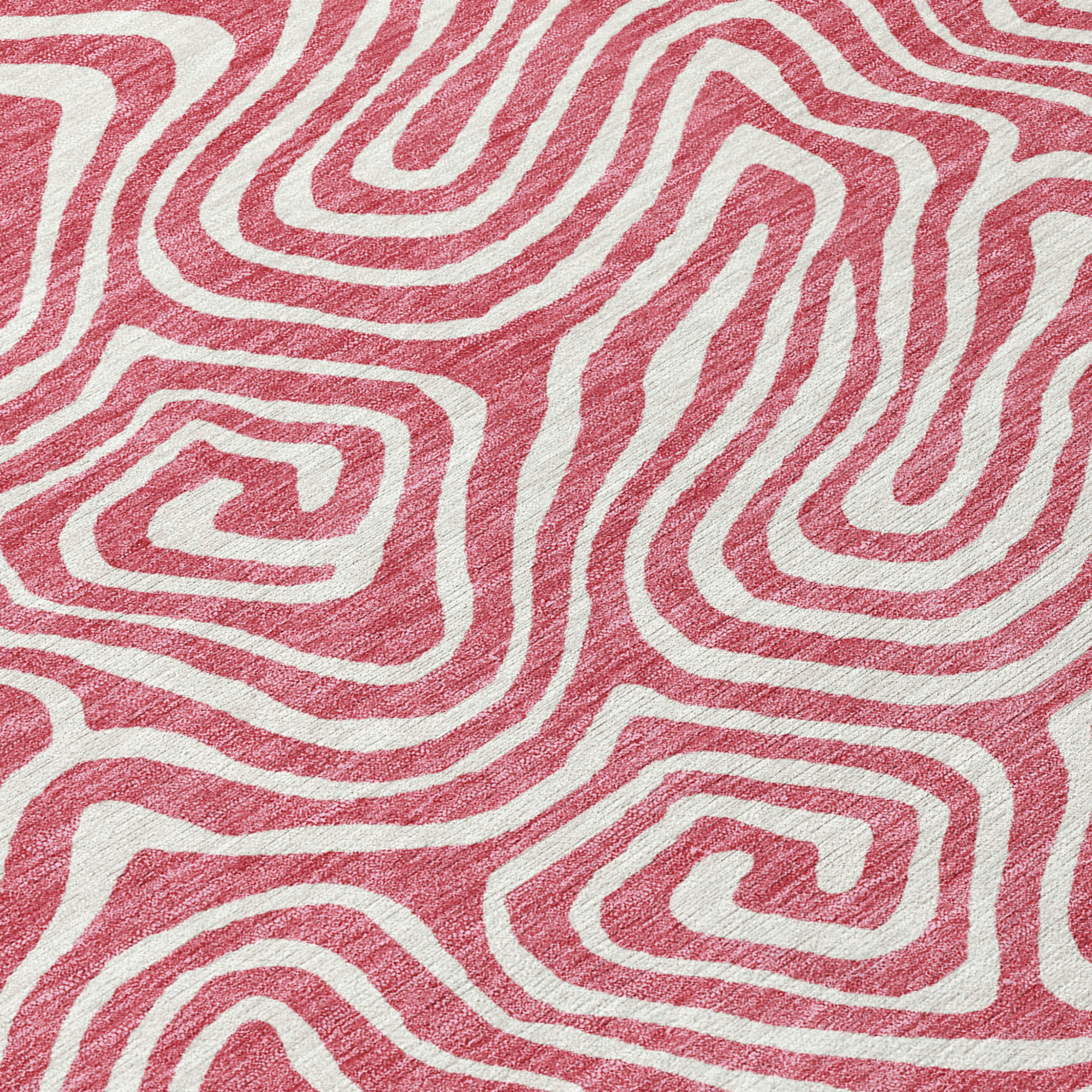 10' X 14' Blush And Ivory Abstract Washable Indoor Outdoor Area Rug - 1 - Sports & Outdoor
