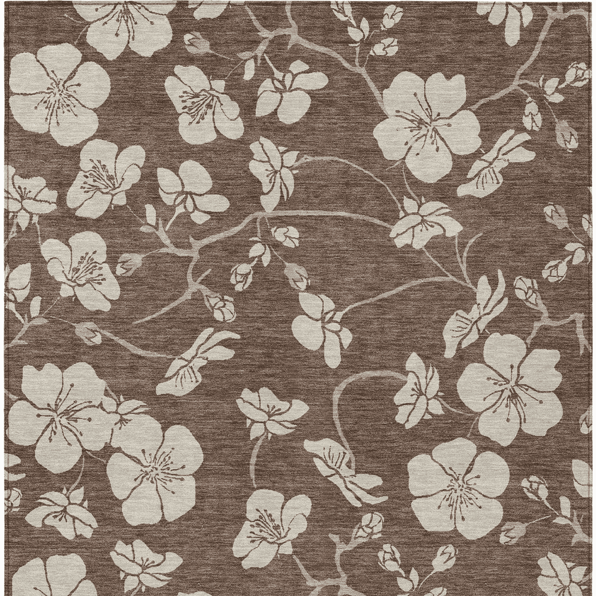 10' X 14' Brown And Beige Floral Washable Indoor Outdoor Area Rug - 1 - Sports & Outdoor