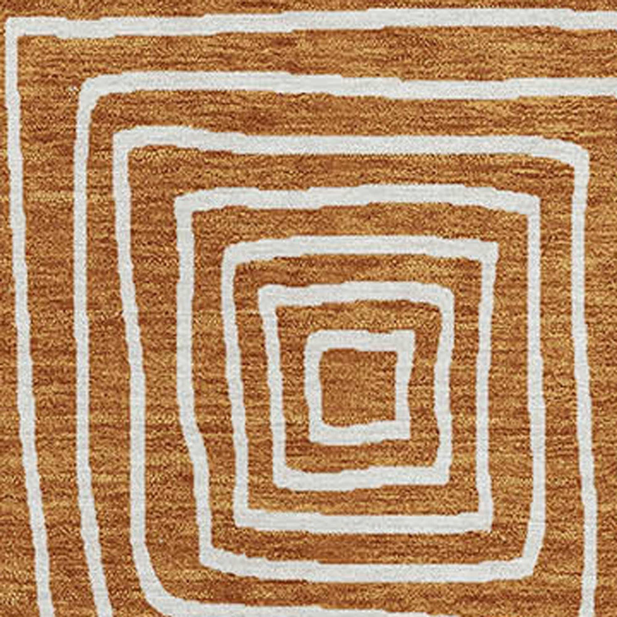 10' X 14' Copper And Ivory Geometric Washable Indoor Outdoor Area Rug - 1 - Sports & Outdoor