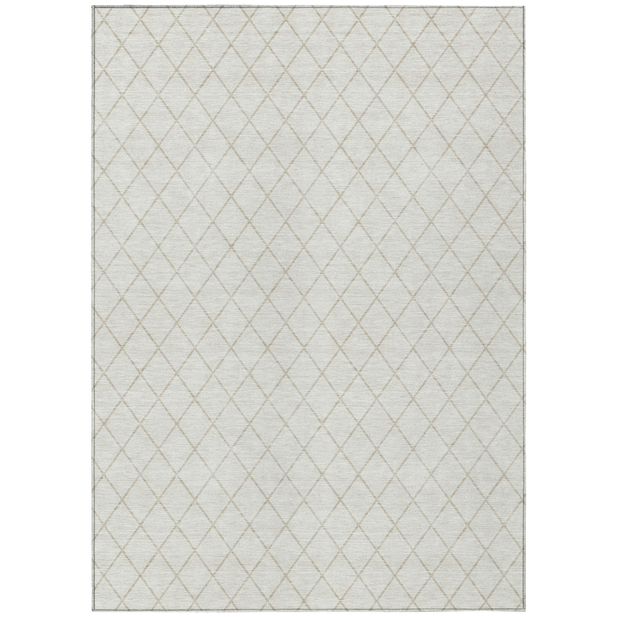 10' X 14' Ivory And Beige Geometric Washable Indoor Outdoor Area Rug - 1 - Sports & Outdoor