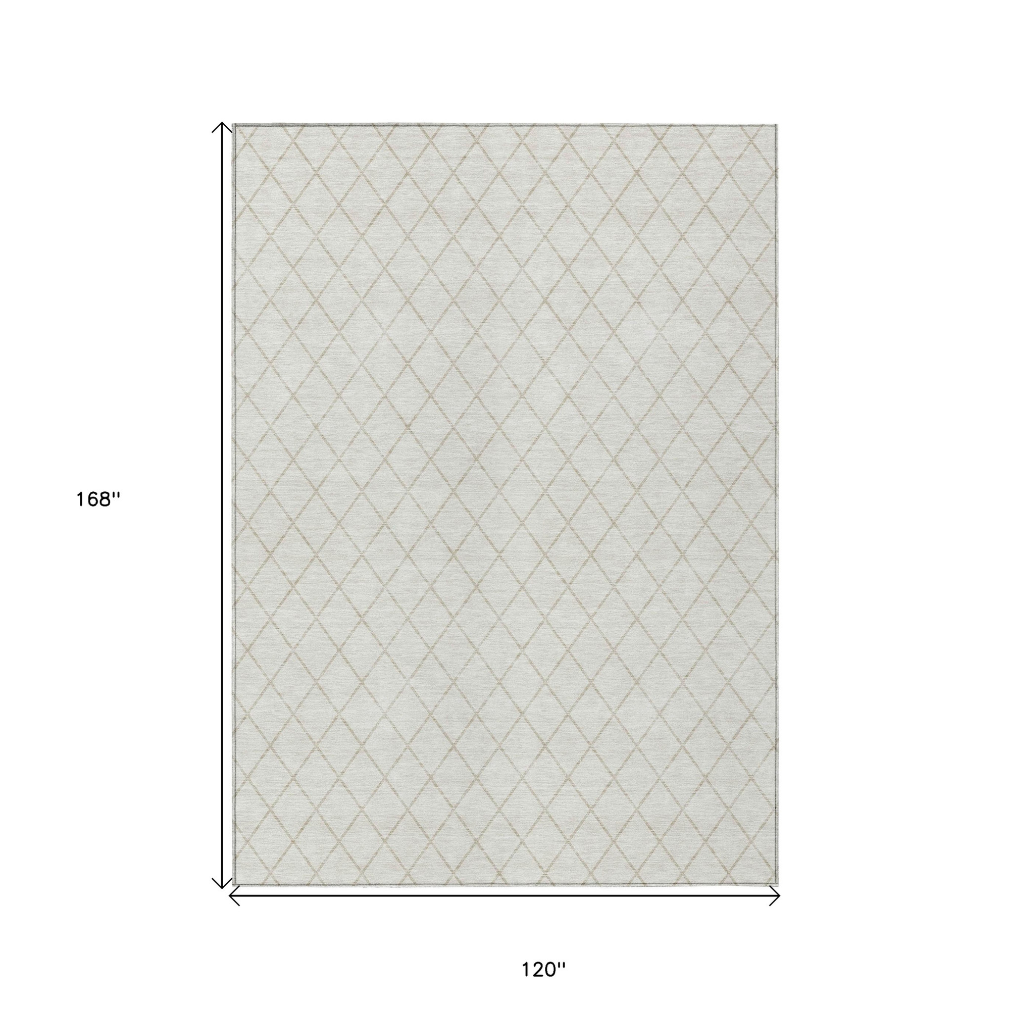 10' X 14' Ivory And Beige Geometric Washable Indoor Outdoor Area Rug - 1 - Sports & Outdoor
