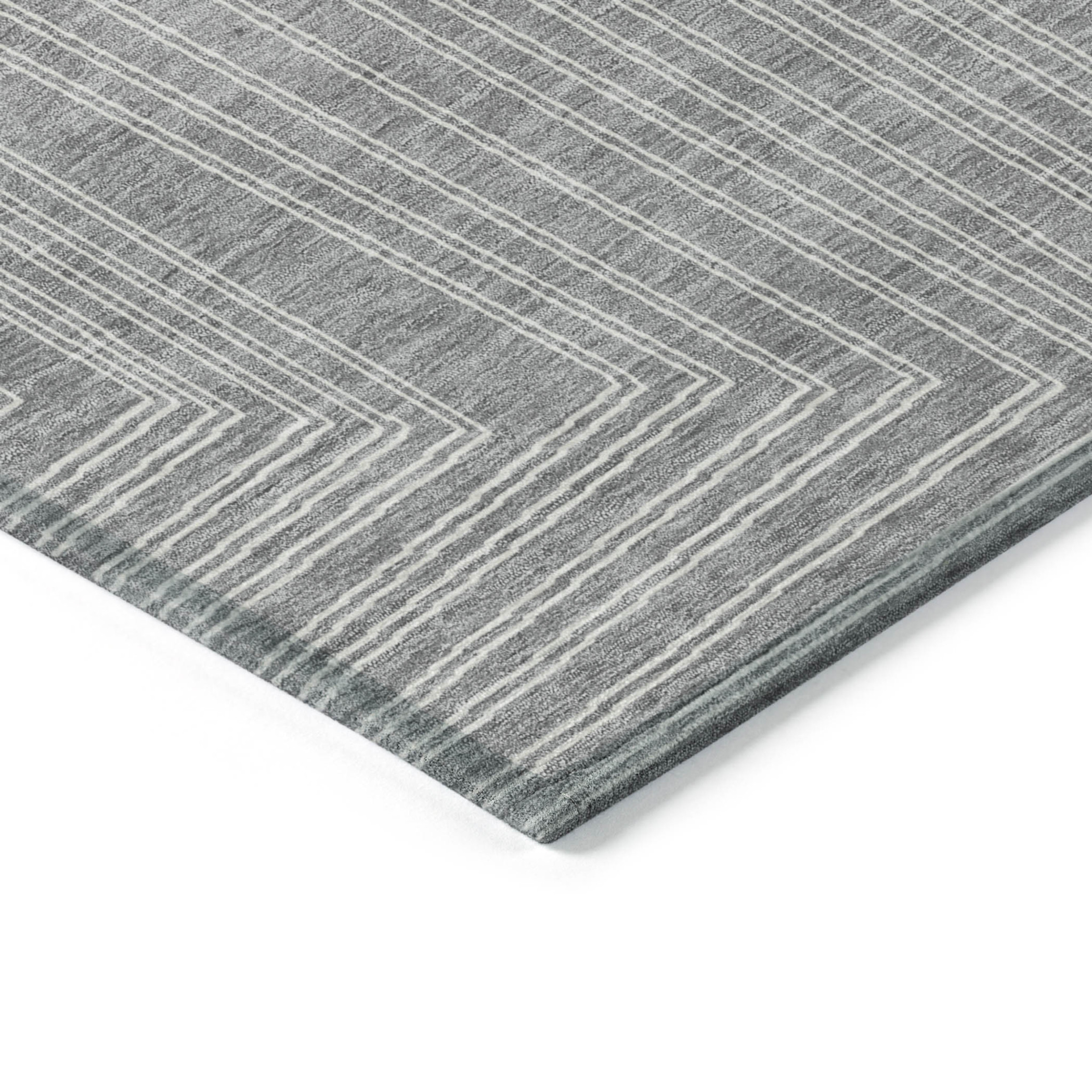 10' X 14' Gray And Ivory Geometric Washable Indoor Outdoor Area Rug - 1 - Sports & Outdoor