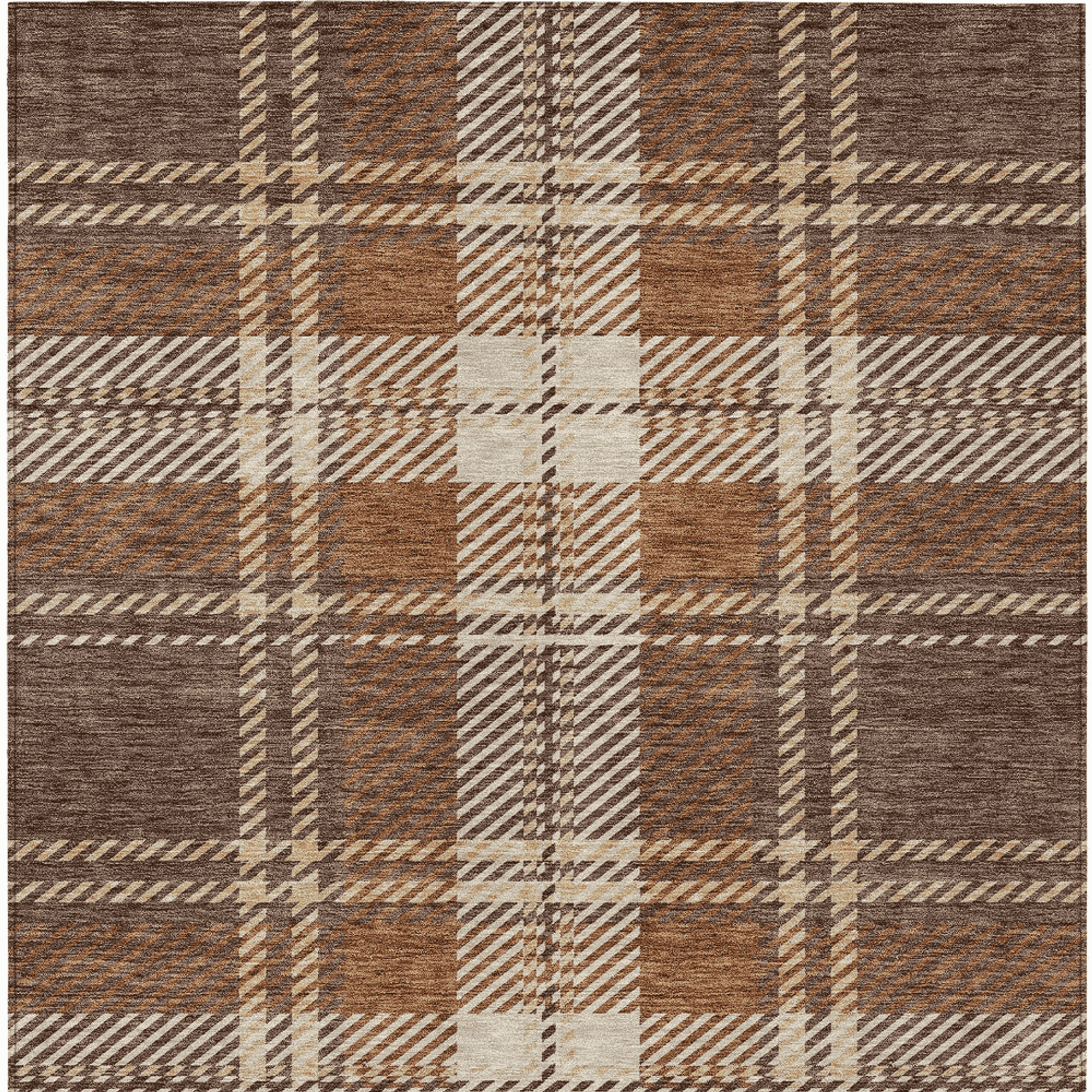 10' X 14' Chocolate Copper And Gold Plaid Washable Indoor Outdoor Area Rug - 1 - Sports & Outdoor