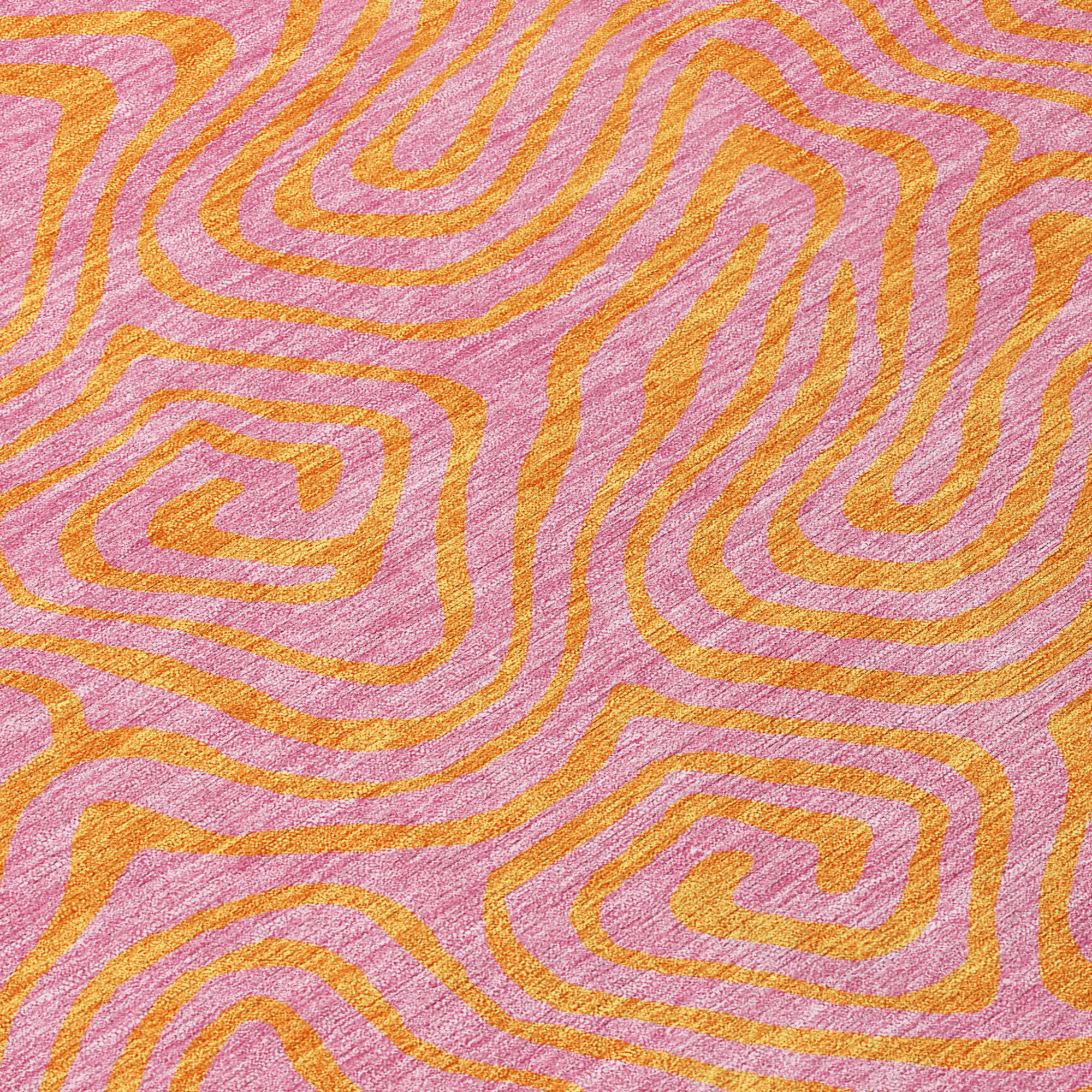 10' X 14' Pink And Copper Abstract Washable Indoor Outdoor Area Rug - 1 - Sports & Outdoor