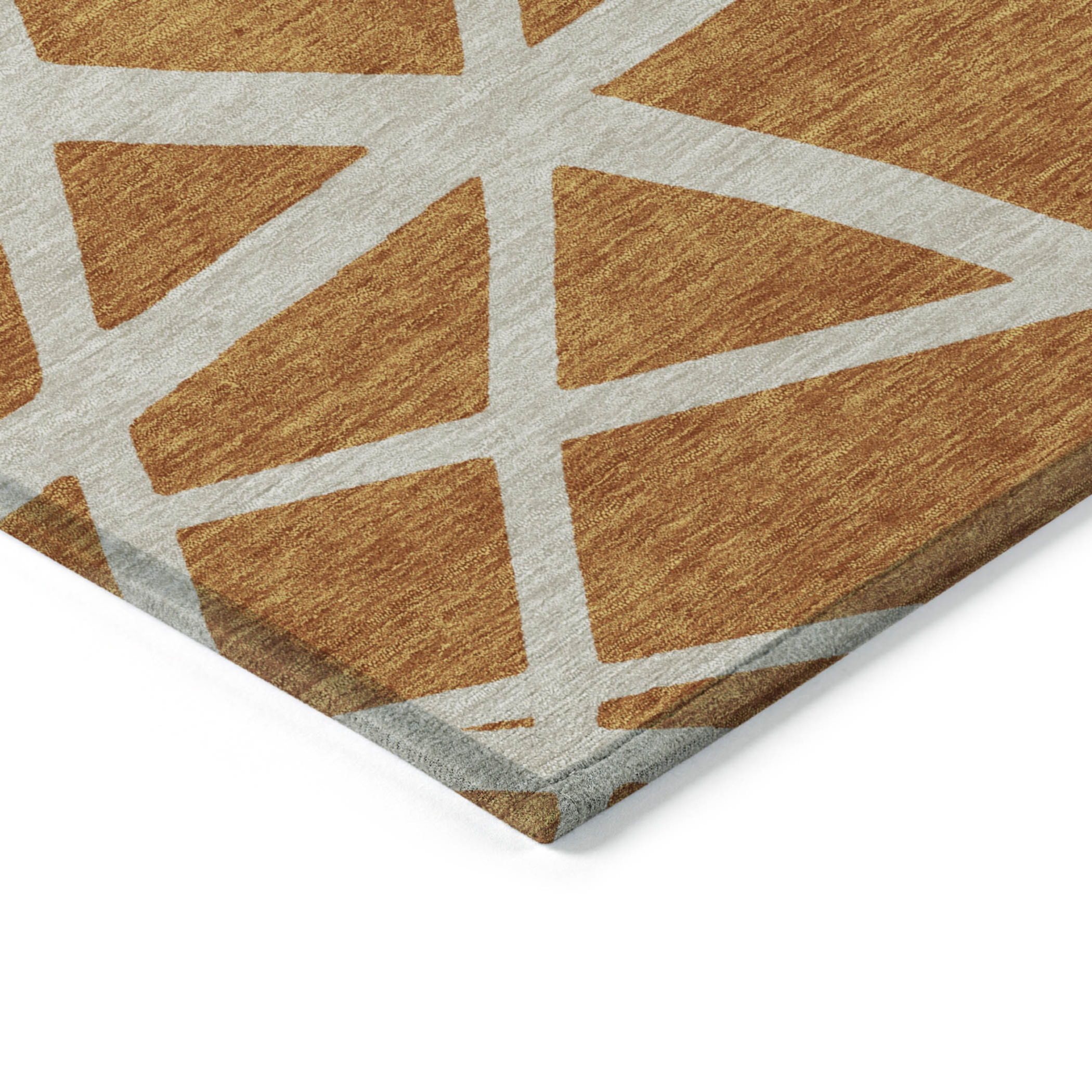 10' X 14' Copper And Beige Geometric Washable Indoor Outdoor Area Rug - 1 - Sports & Outdoor