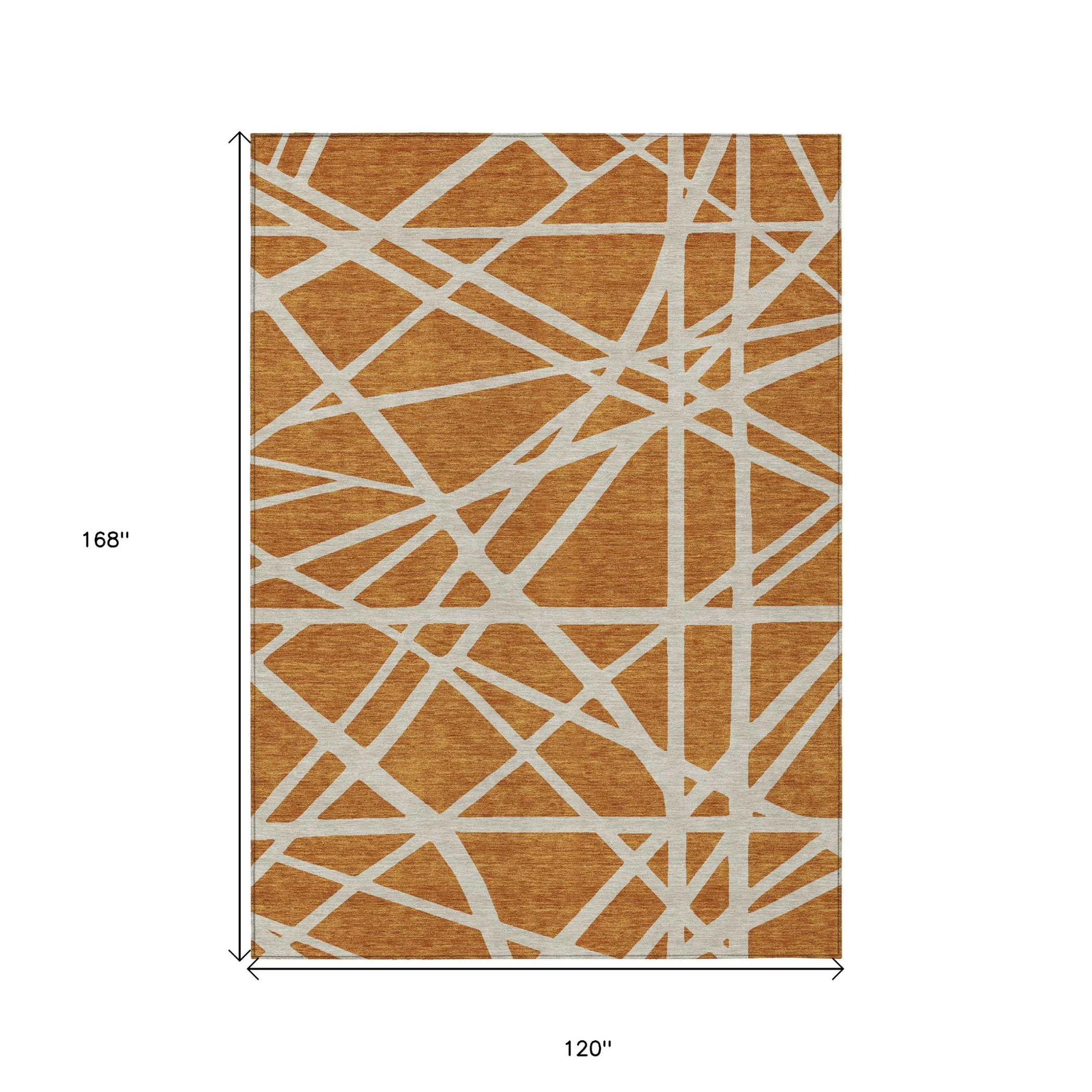 10' X 14' Copper And Beige Geometric Washable Indoor Outdoor Area Rug - 1 - Sports & Outdoor