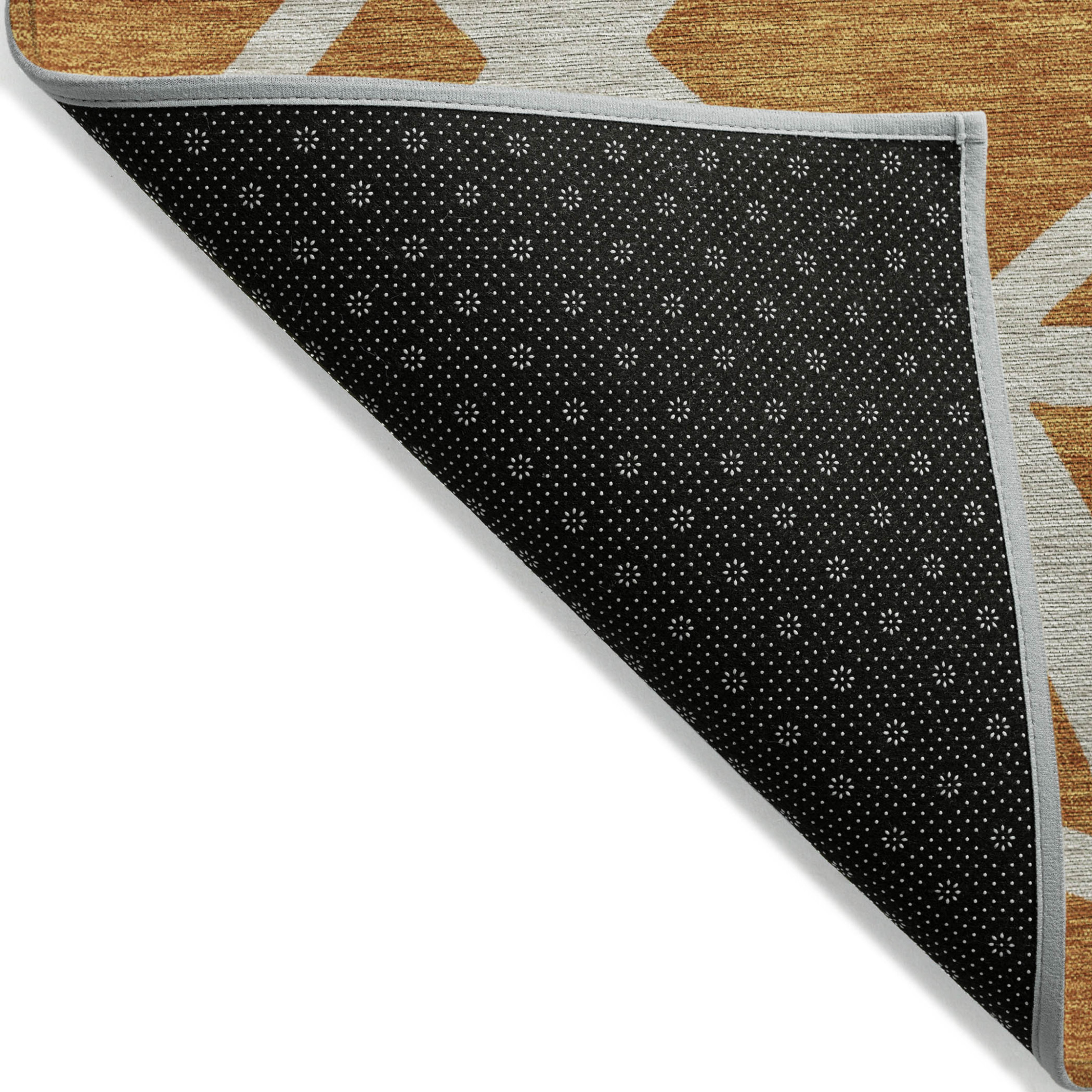 10' X 14' Copper And Beige Geometric Washable Indoor Outdoor Area Rug - 1 - Sports & Outdoor