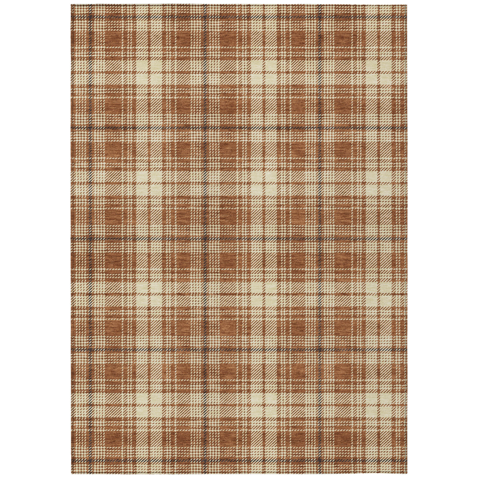10' X 14' Brown Black And Beige Plaid Washable Indoor Outdoor Area Rug - 1 - Sports & Outdoor