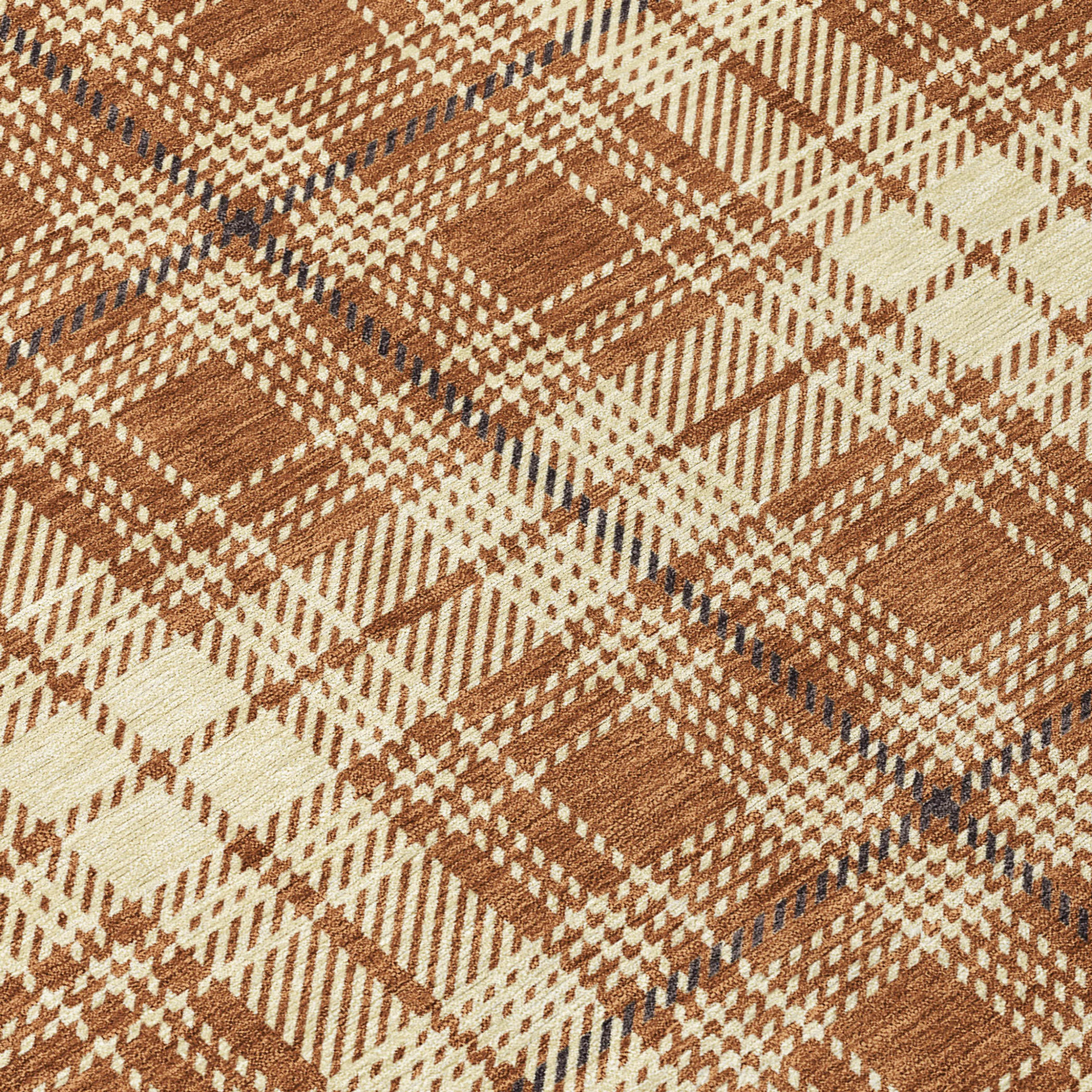 10' X 14' Brown Black And Beige Plaid Washable Indoor Outdoor Area Rug - 1 - Sports & Outdoor