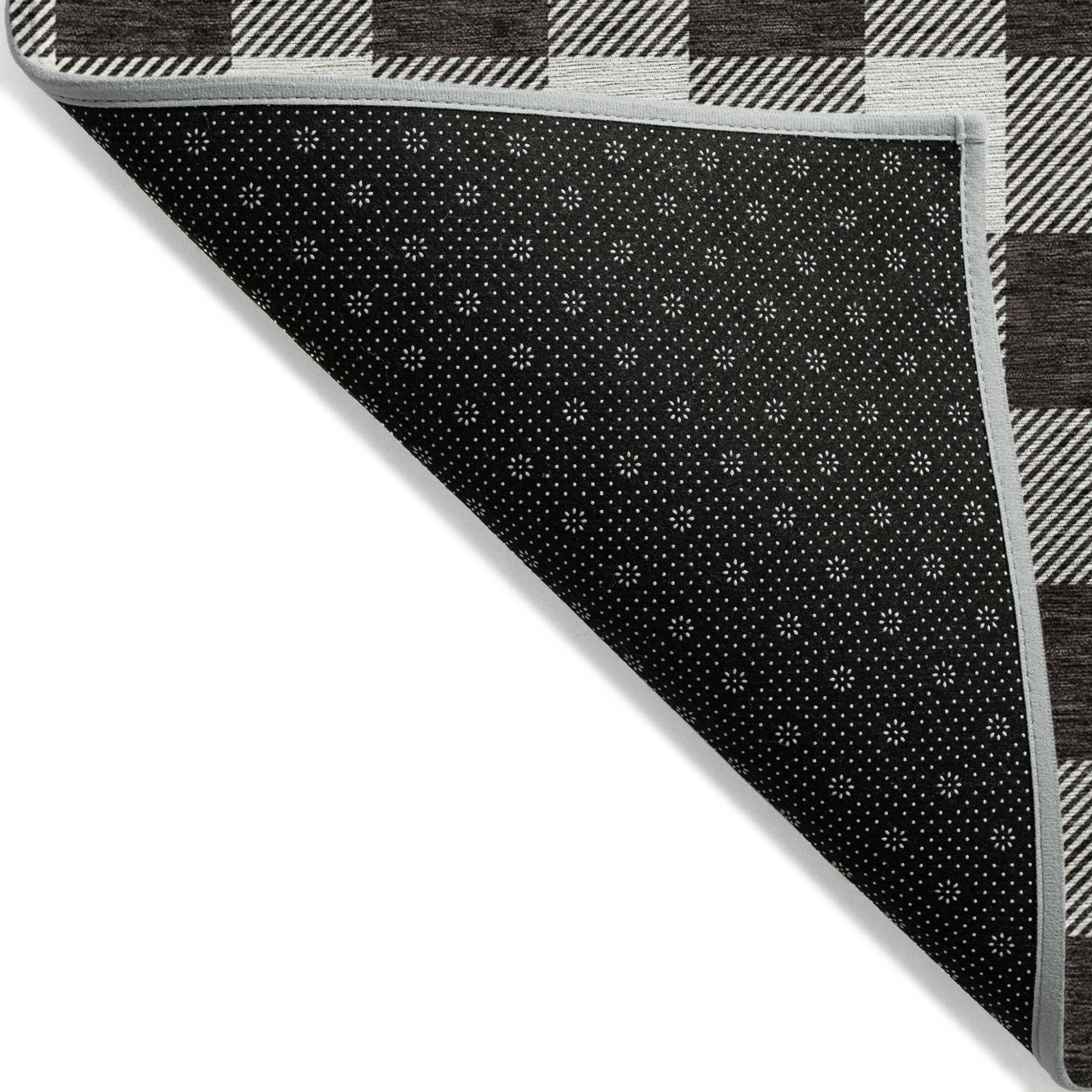 10' X 14' Black And Gray Plaid Washable Indoor Outdoor Area Rug - 1 - Sports & Outdoor