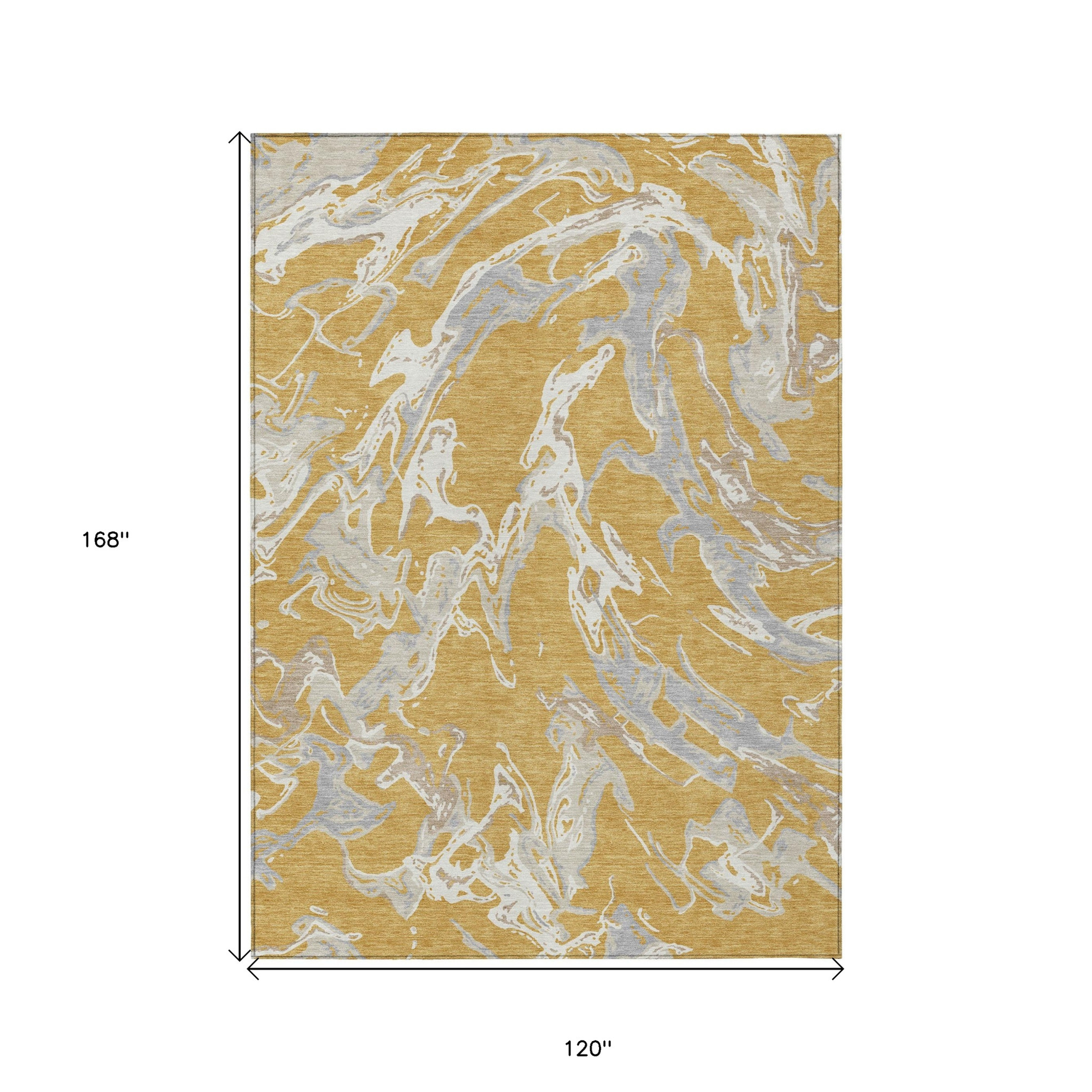 10' X 14' Gold Gray And Ivory Abstract Washable Indoor Outdoor Area Rug - 1 - Sports & Outdoor