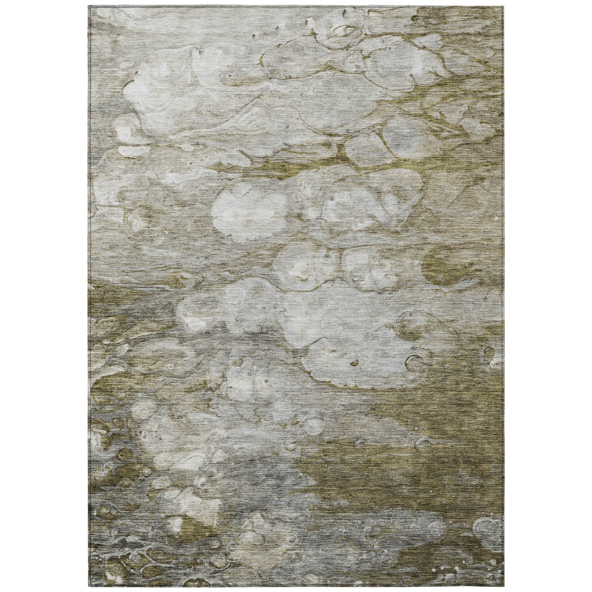 10' X 14' Brown Taupe And Ivory Abstract Washable Indoor Outdoor Area Rug - 1 - Sports & Outdoor