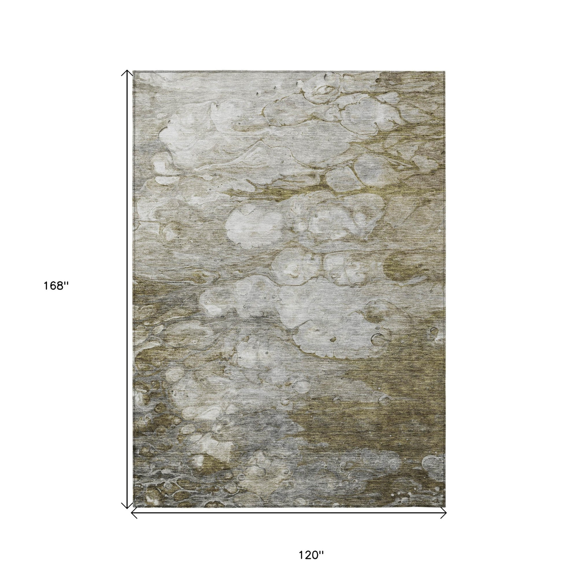 10' X 14' Brown Taupe And Ivory Abstract Washable Indoor Outdoor Area Rug - 1 - Sports & Outdoor