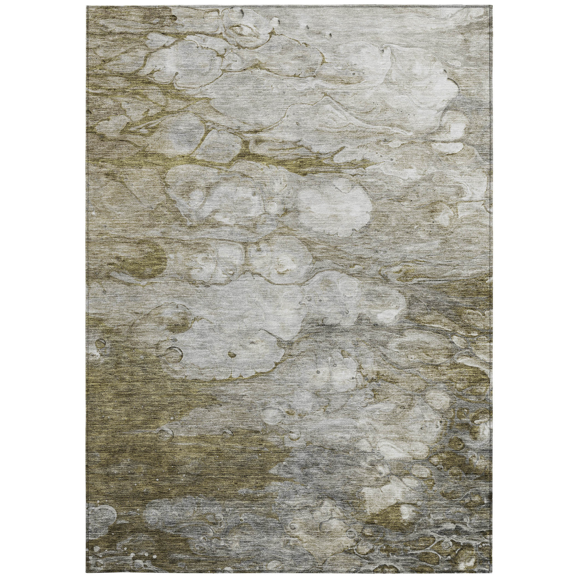 10' X 14' Brown Taupe And Ivory Abstract Washable Indoor Outdoor Area Rug - 1 - Sports & Outdoor