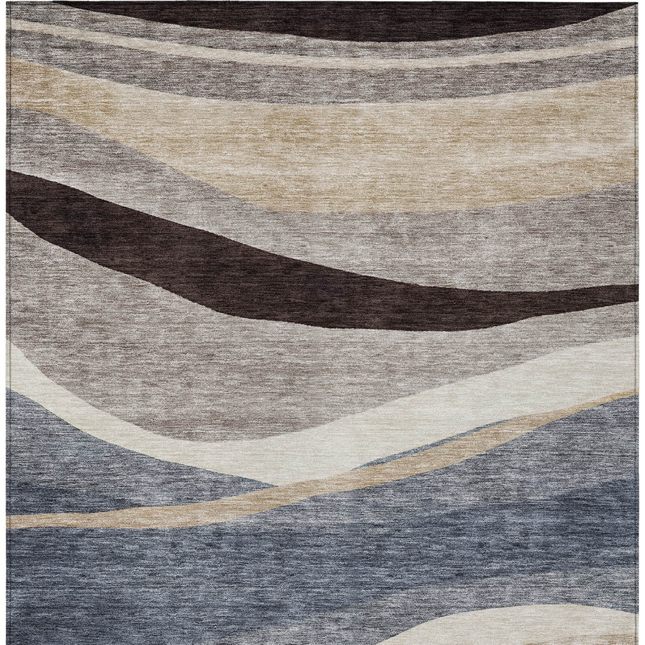 10' X 14' Blue Brown And Beige Abstract Washable Indoor Outdoor Area Rug - 1 - Sports & Outdoor