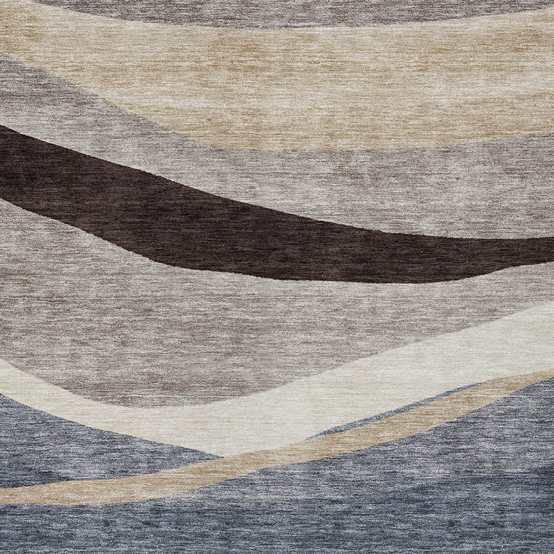 10' X 14' Blue Brown And Beige Abstract Washable Indoor Outdoor Area Rug - 1 - Sports & Outdoor