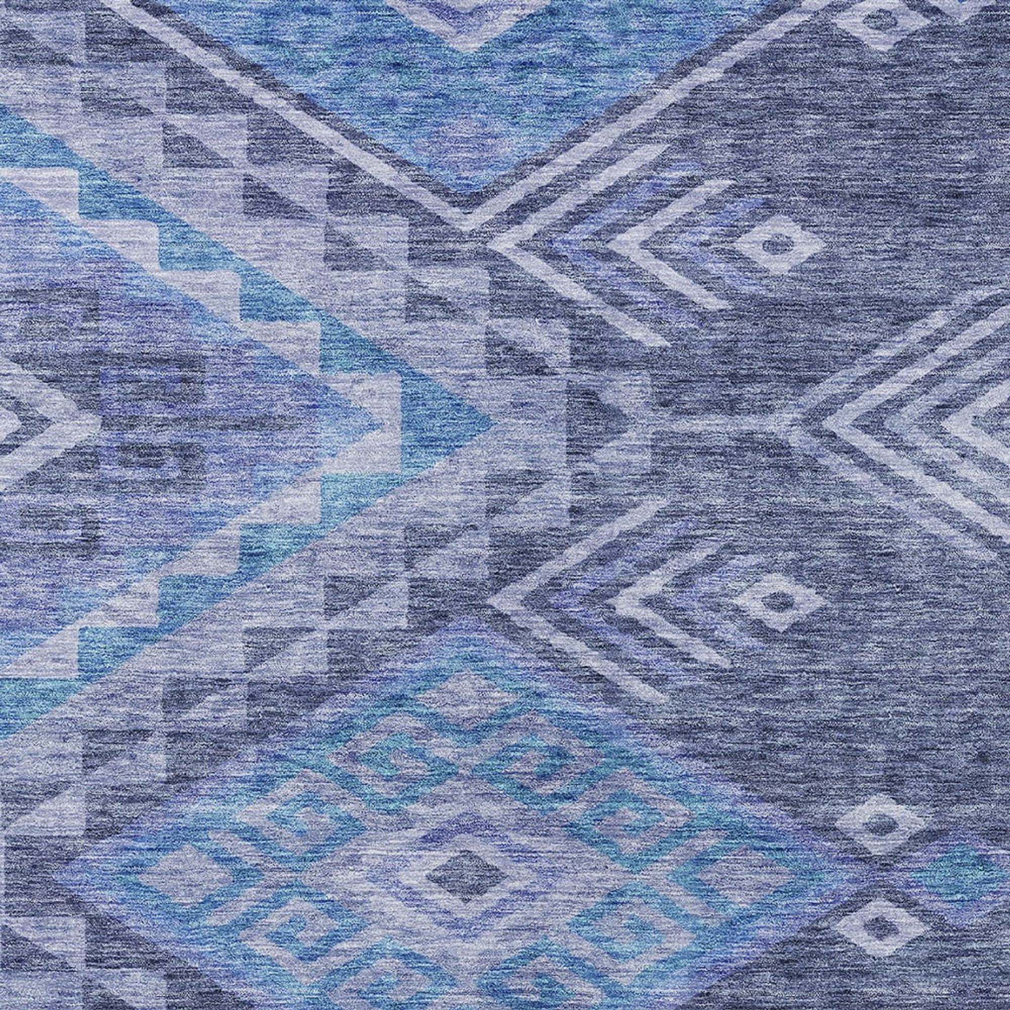10' X 14' Navy Blue Charcoal And Gray Southwestern Washable Indoor Outdoor Area Rug - 1 - Sports & Outdoor