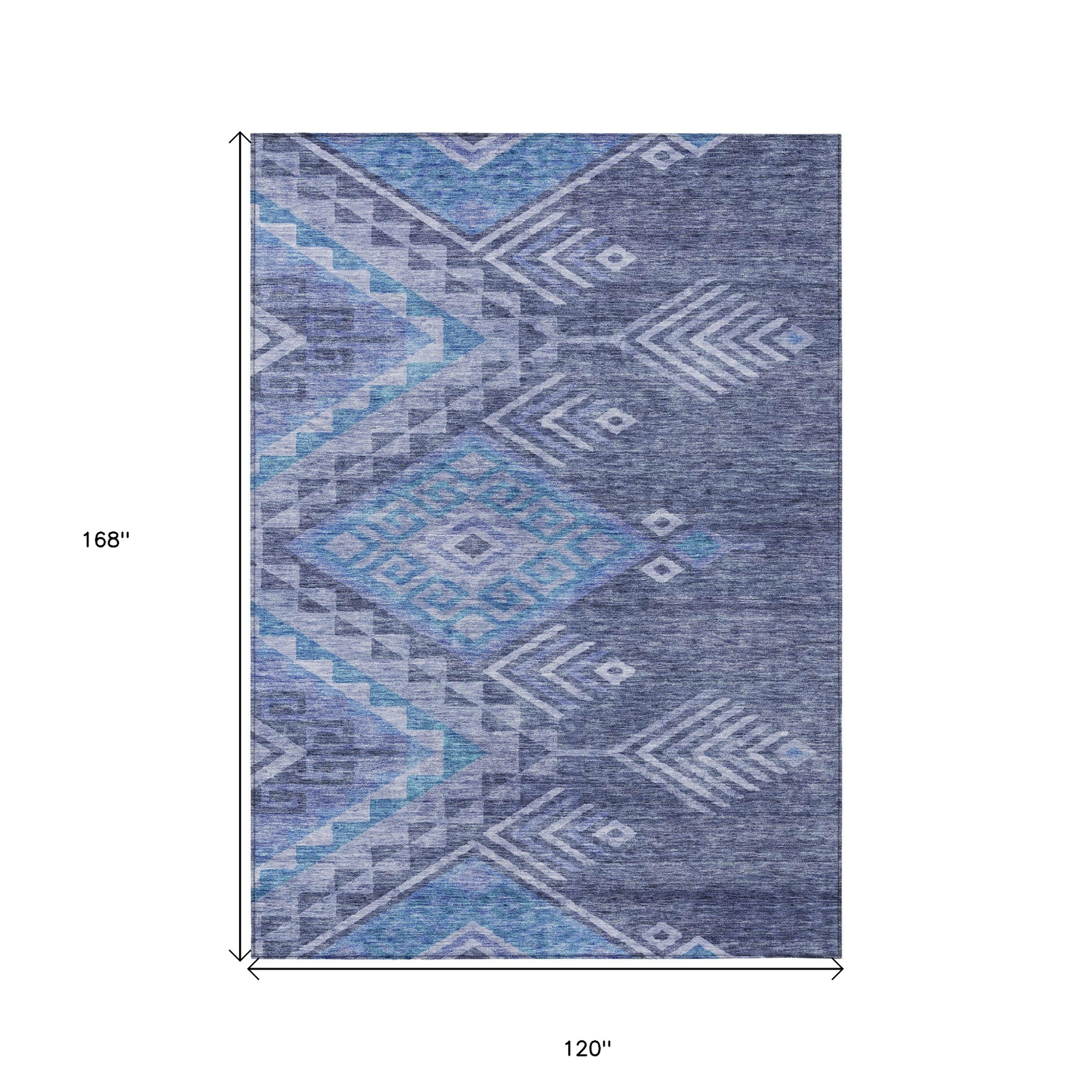 10' X 14' Navy Blue Charcoal And Gray Southwestern Washable Indoor Outdoor Area Rug - 1 - Sports & Outdoor