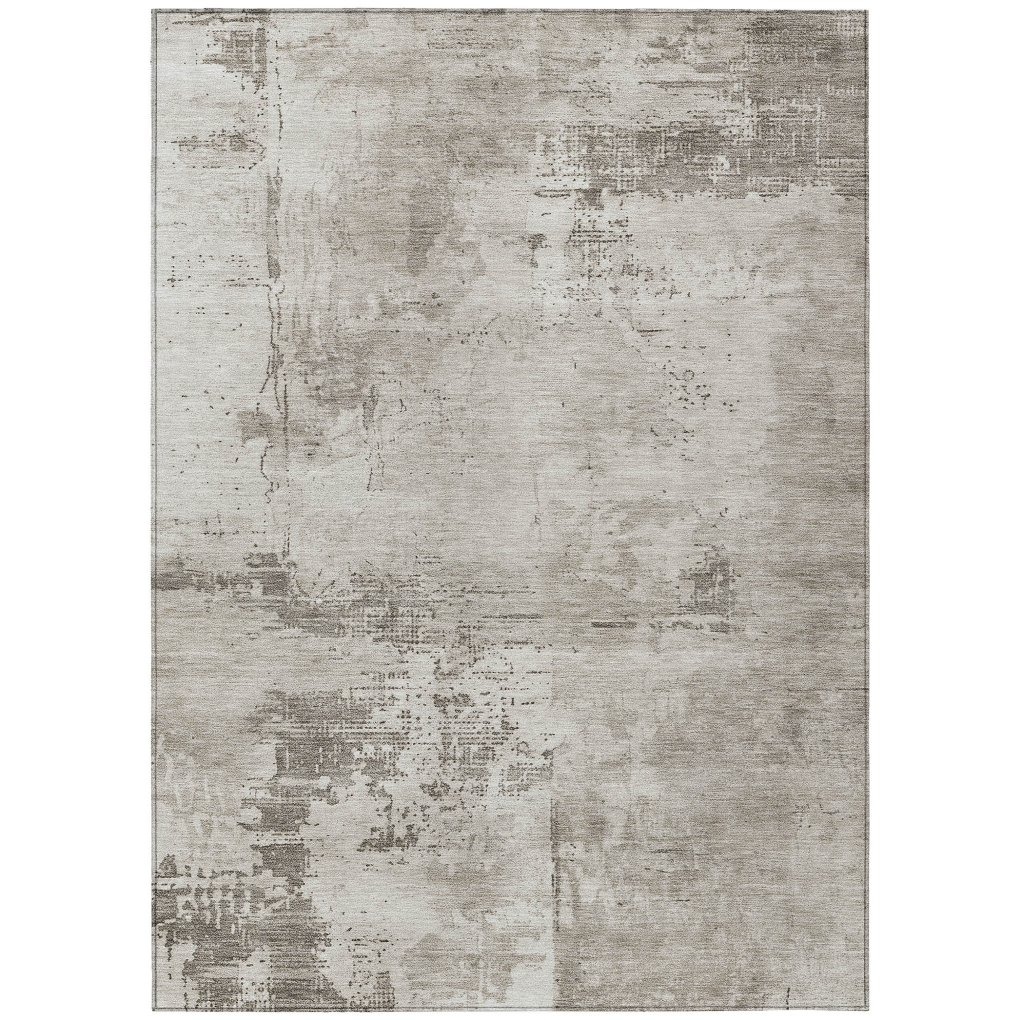10' X 14' Beige And Gray Abstract Washable Indoor Outdoor Area Rug - 1 - Sports & Outdoor