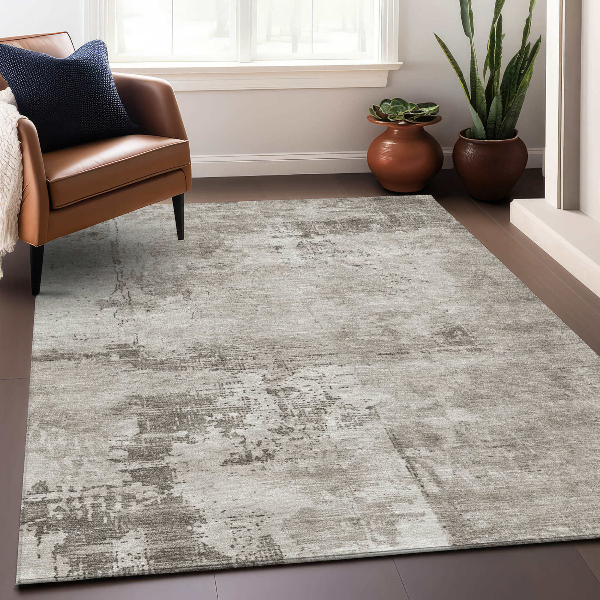 10' X 14' Beige And Gray Abstract Washable Indoor Outdoor Area Rug - 1 - Sports & Outdoor