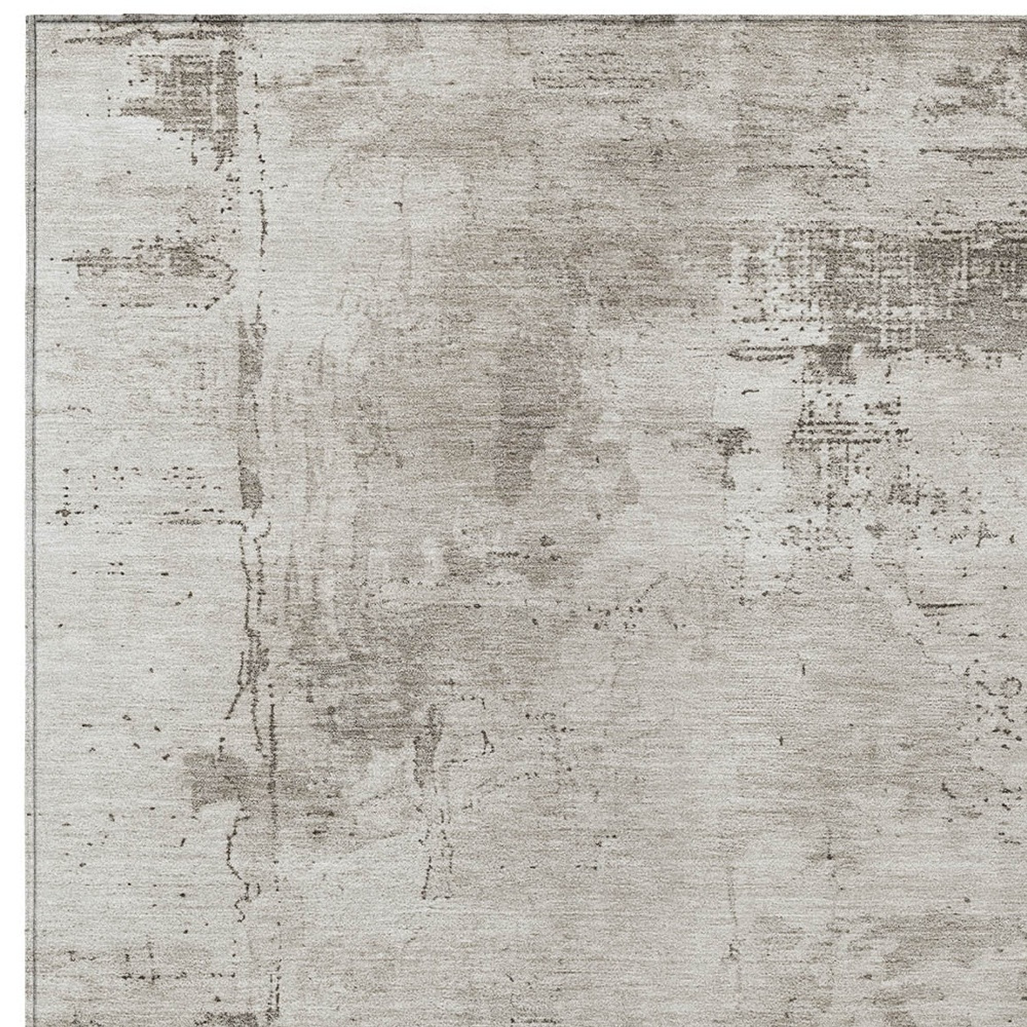 10' X 14' Beige And Gray Abstract Washable Indoor Outdoor Area Rug - 1 - Sports & Outdoor