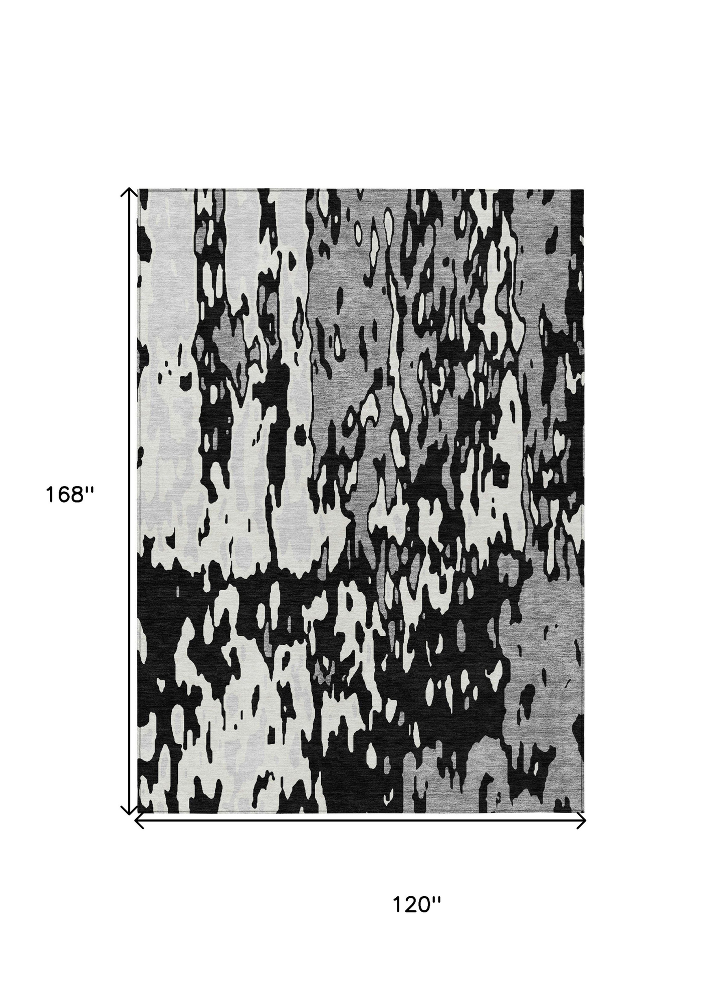 10' X 14' Black And Ivory Abstract Washable Indoor Outdoor Area Rug - 1 - Sports & Outdoor