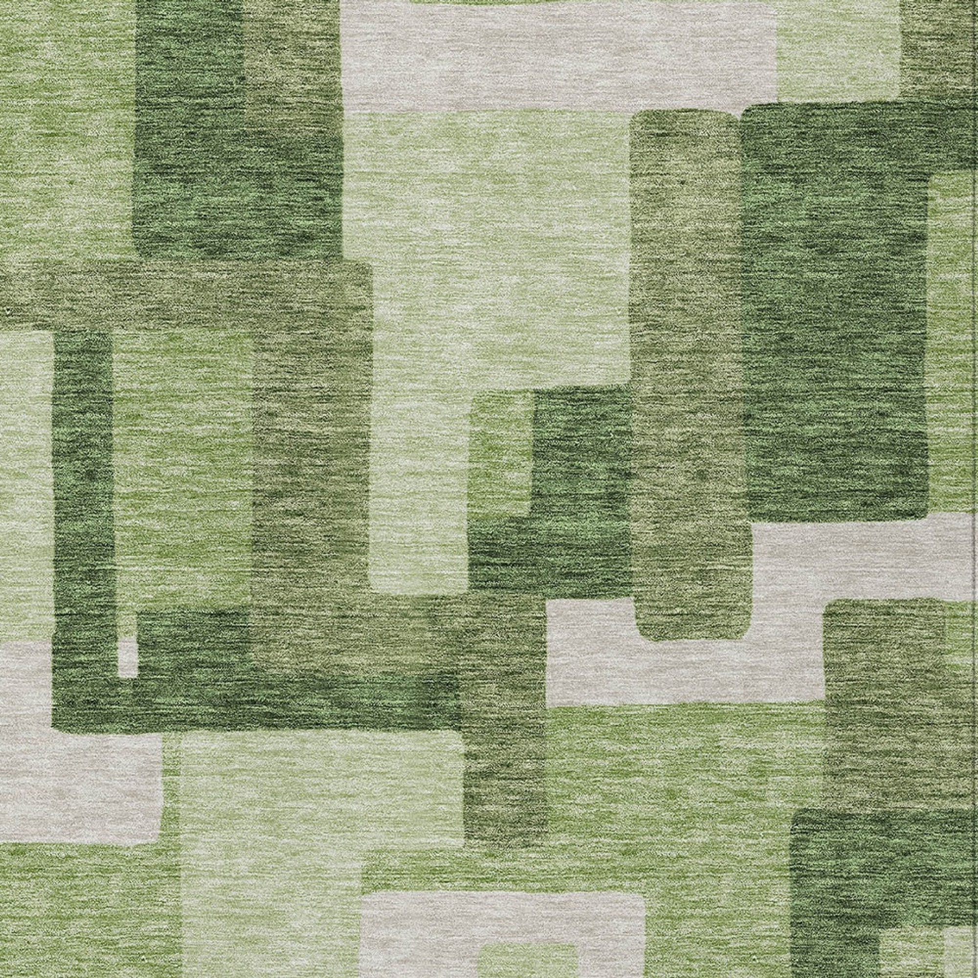 10' X 14' Artichoke Green And Ivory Abstract Washable Indoor Outdoor Area Rug - 1 - Sports & Outdoor