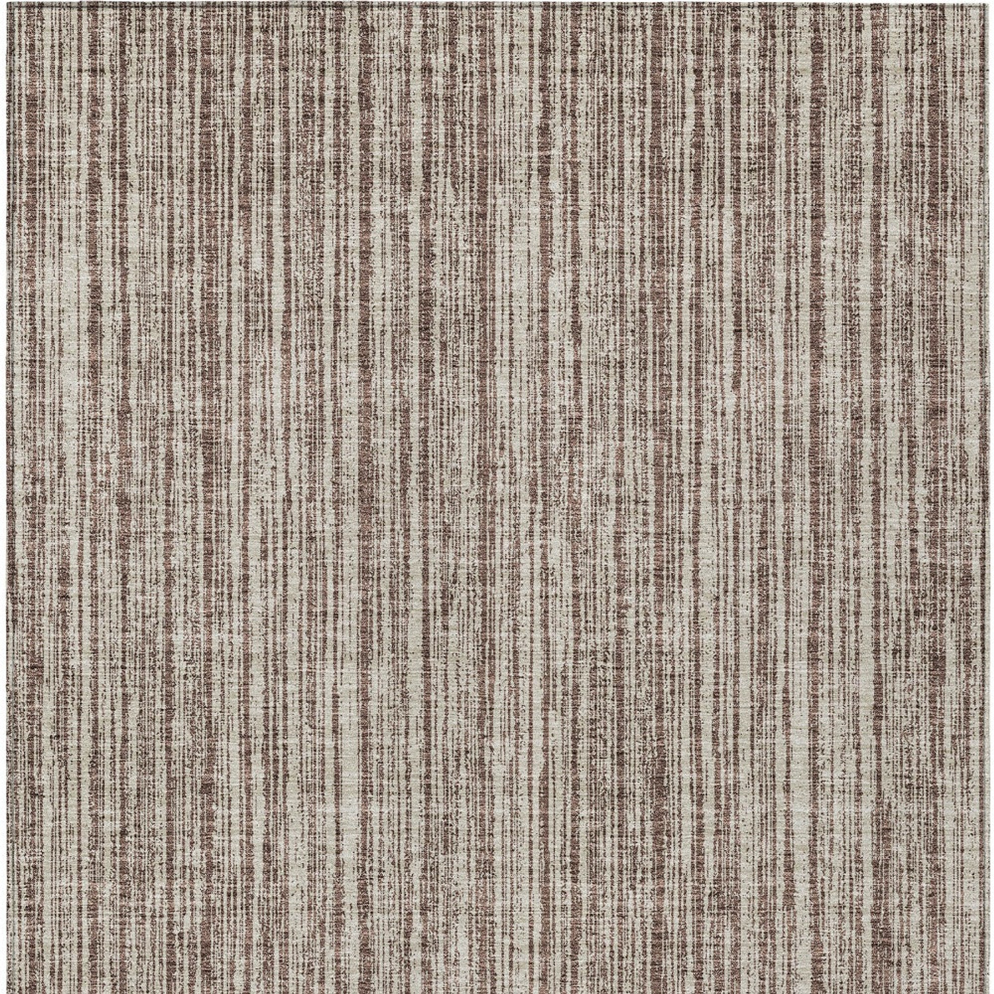 10' X 14' Brown And Ivory Striped Washable Indoor Outdoor Area Rug - 1 - Sports & Outdoor