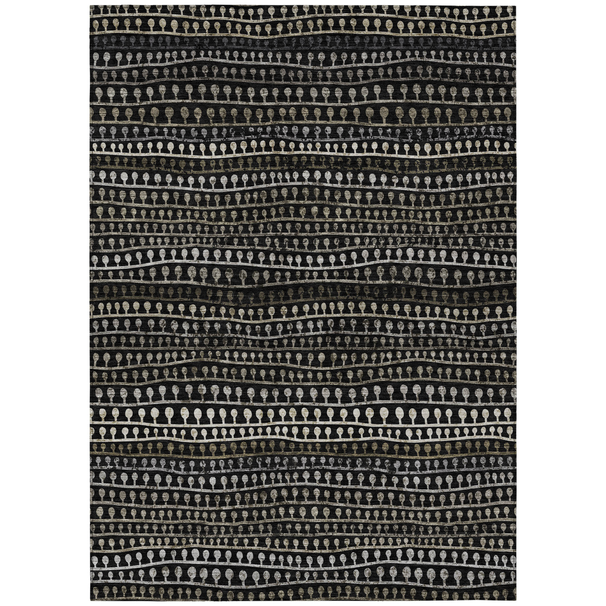 10' X 14' Taupe Charcoal And Gray Striped Washable Indoor Outdoor Area Rug - 1 - Sports & Outdoor