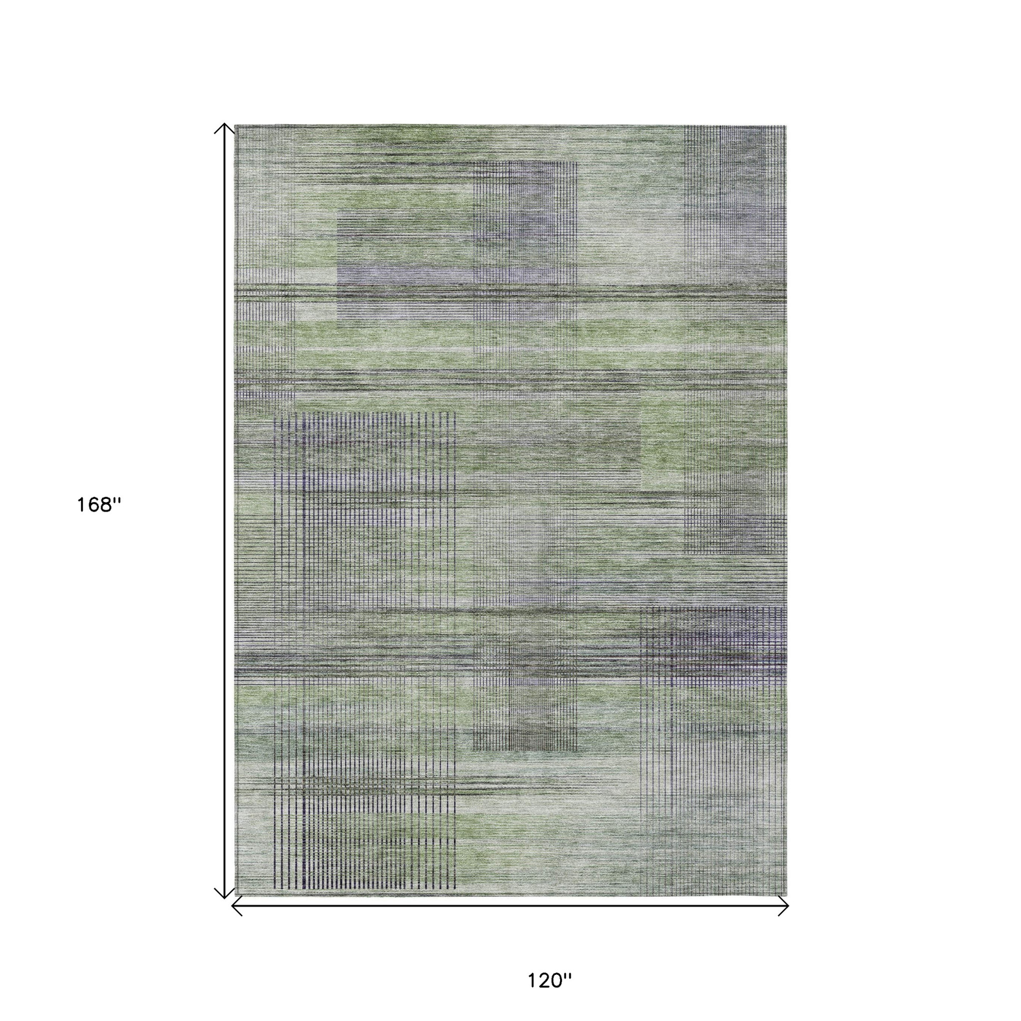 10' X 14' Artichoke Green Purple And Fern Green Striped Washable Indoor Outdoor Area Rug - 1 - Sports & Outdoor