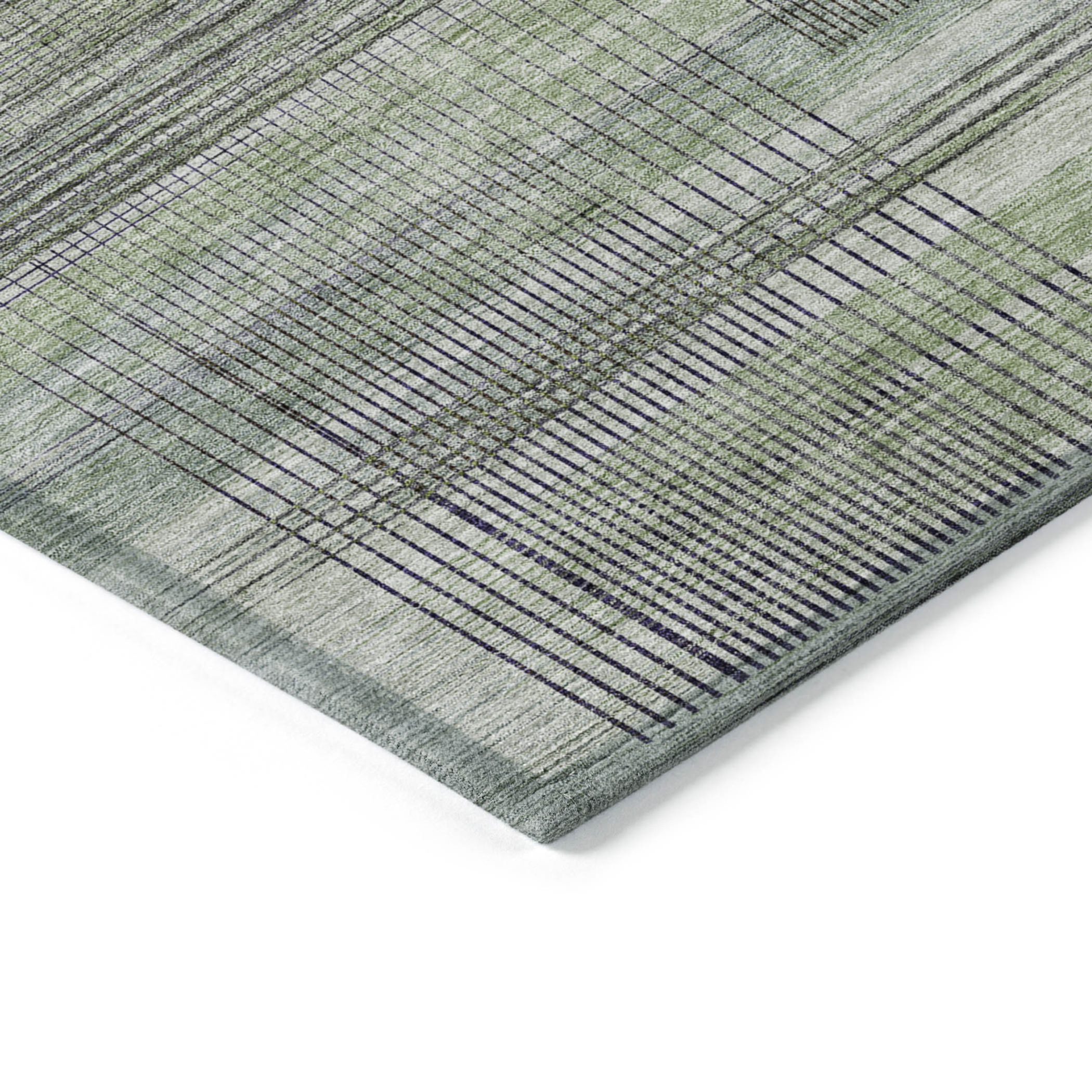 10' X 14' Artichoke Green Purple And Fern Green Striped Washable Indoor Outdoor Area Rug - 1 - Sports & Outdoor
