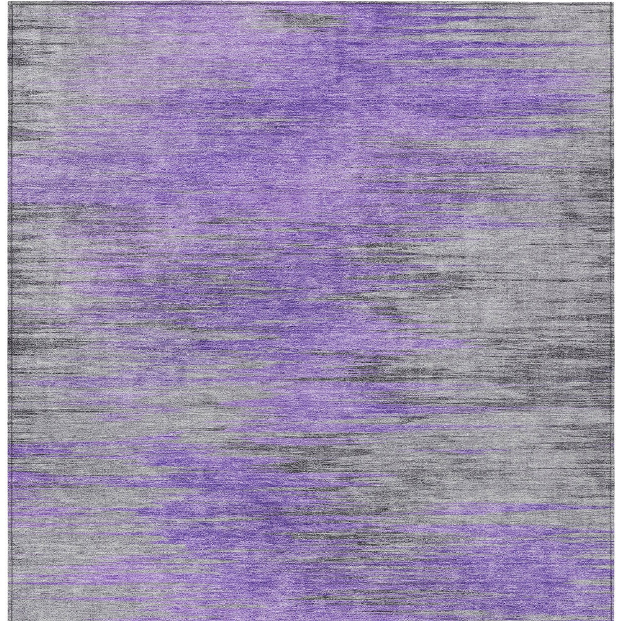 10' X 14' Purple Gray And Charcoal Abstract Washable Indoor Outdoor Area Rug - 1 - Sports & Outdoor