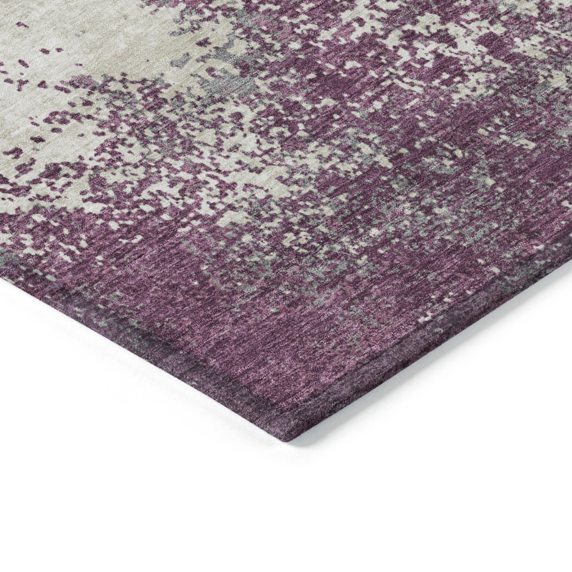 10' X 14' Eggplant Gray And Ivory Abstract Washable Indoor Outdoor Area Rug - 1 - Sports & Outdoor