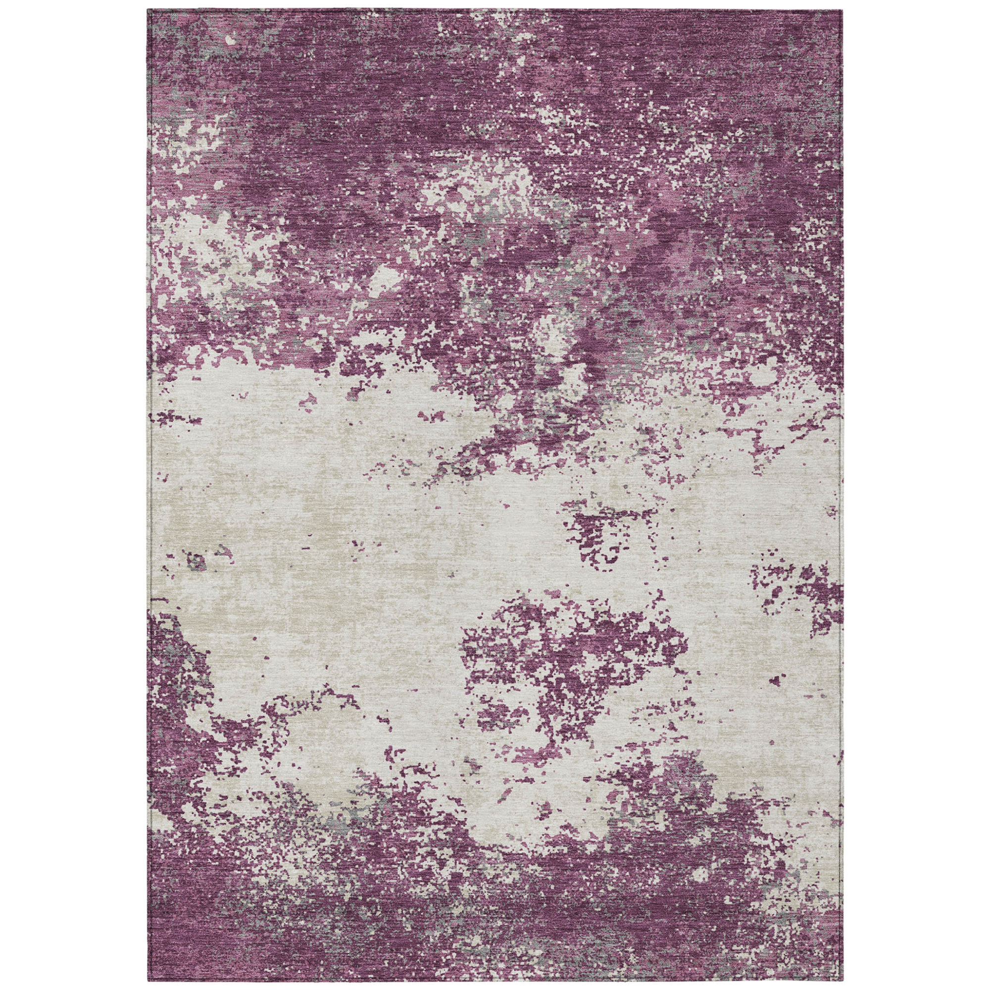 10' X 14' Eggplant Gray And Ivory Abstract Washable Indoor Outdoor Area Rug - 1 - Sports & Outdoor