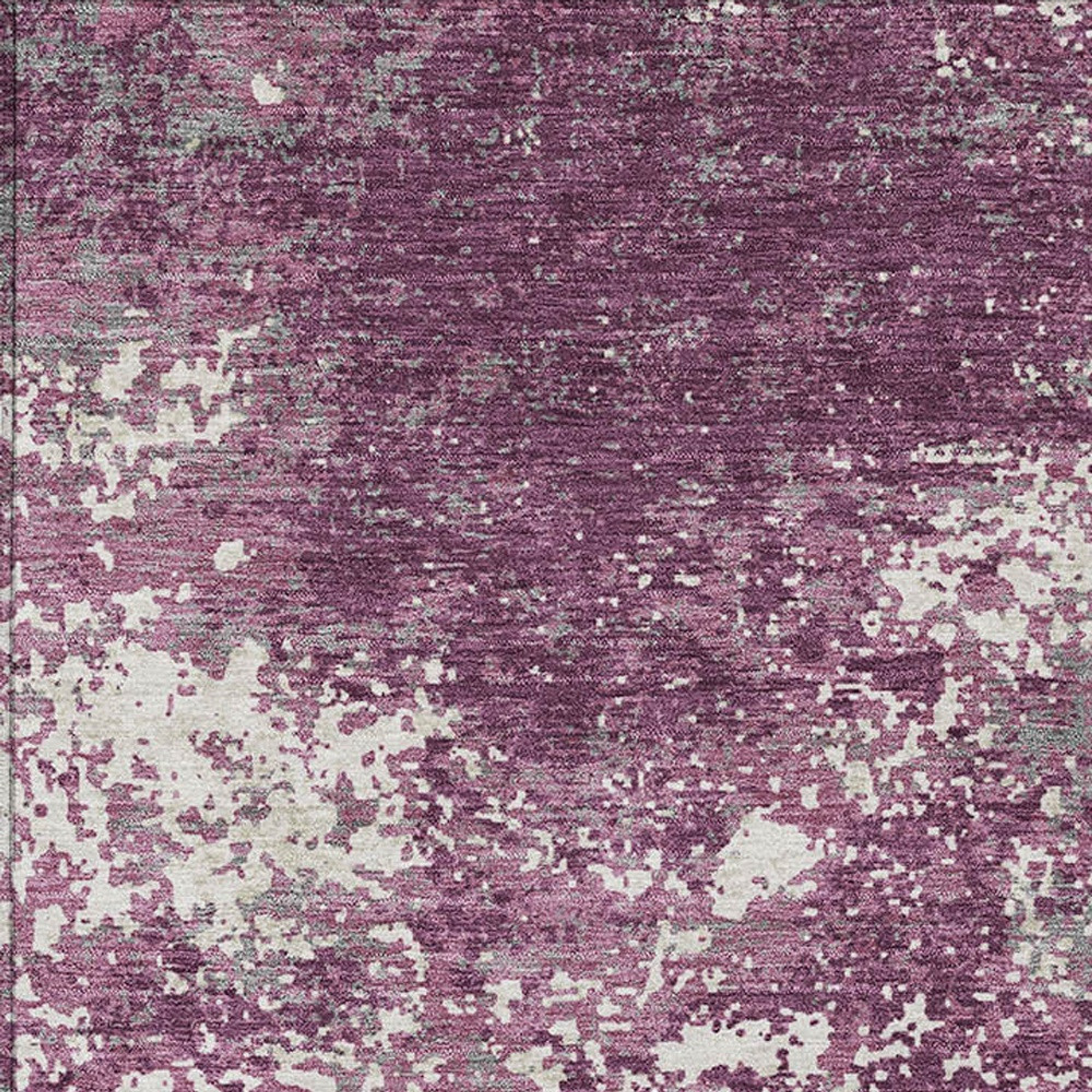 10' X 14' Eggplant Gray And Ivory Abstract Washable Indoor Outdoor Area Rug - 1 - Sports & Outdoor