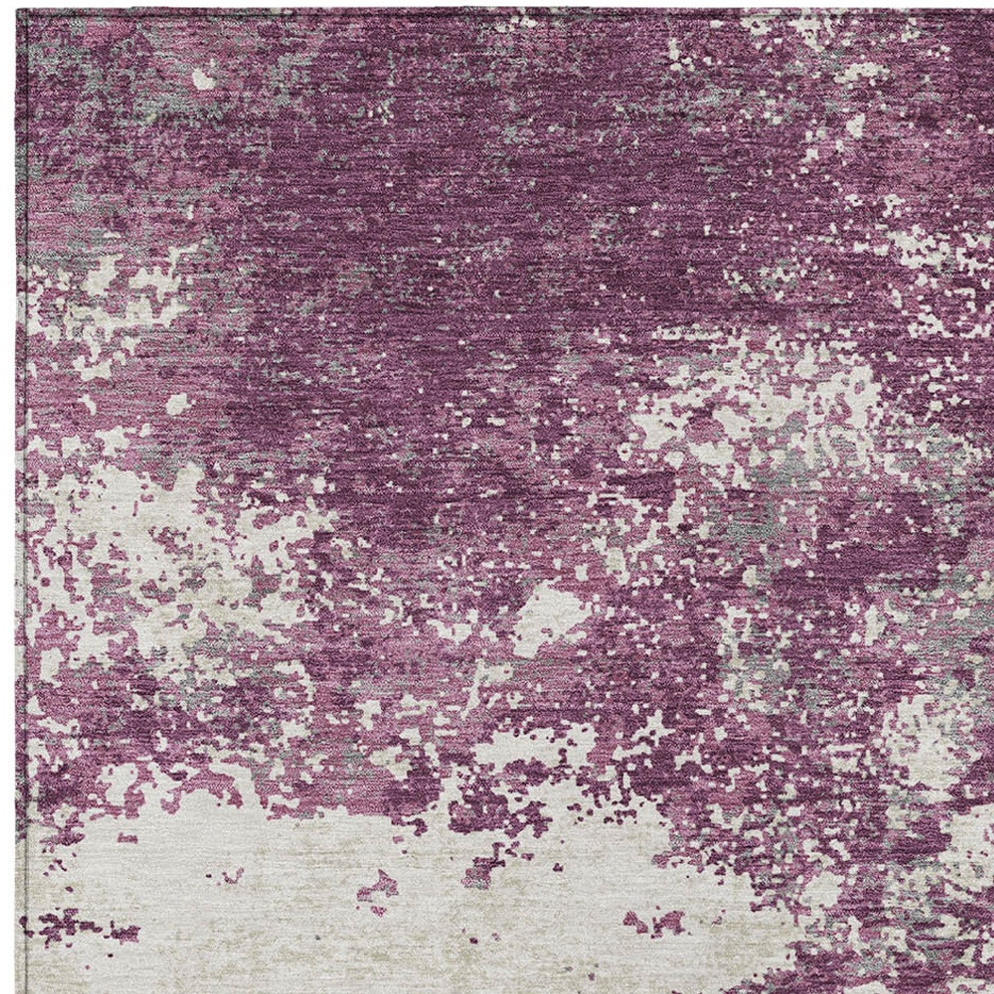 10' X 14' Eggplant Gray And Ivory Abstract Washable Indoor Outdoor Area Rug - 1 - Sports & Outdoor
