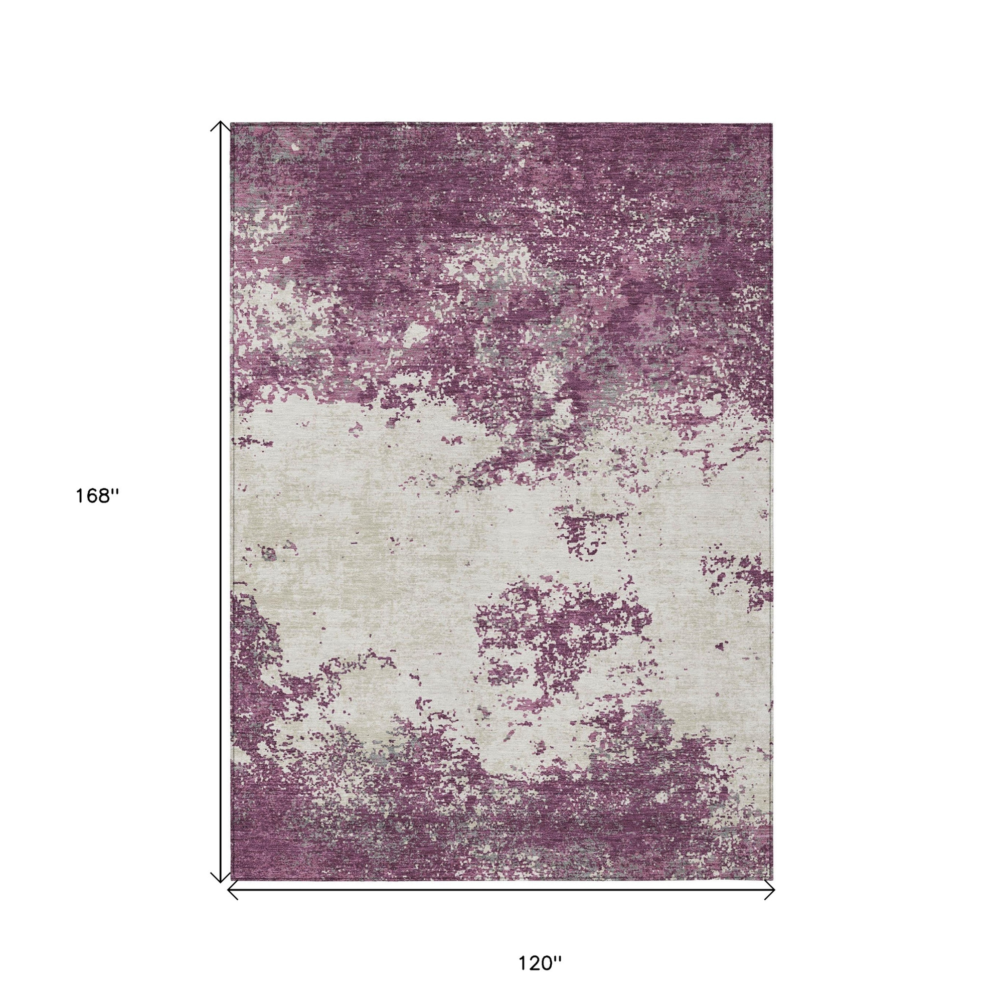 10' X 14' Eggplant Gray And Ivory Abstract Washable Indoor Outdoor Area Rug - 1 - Sports & Outdoor