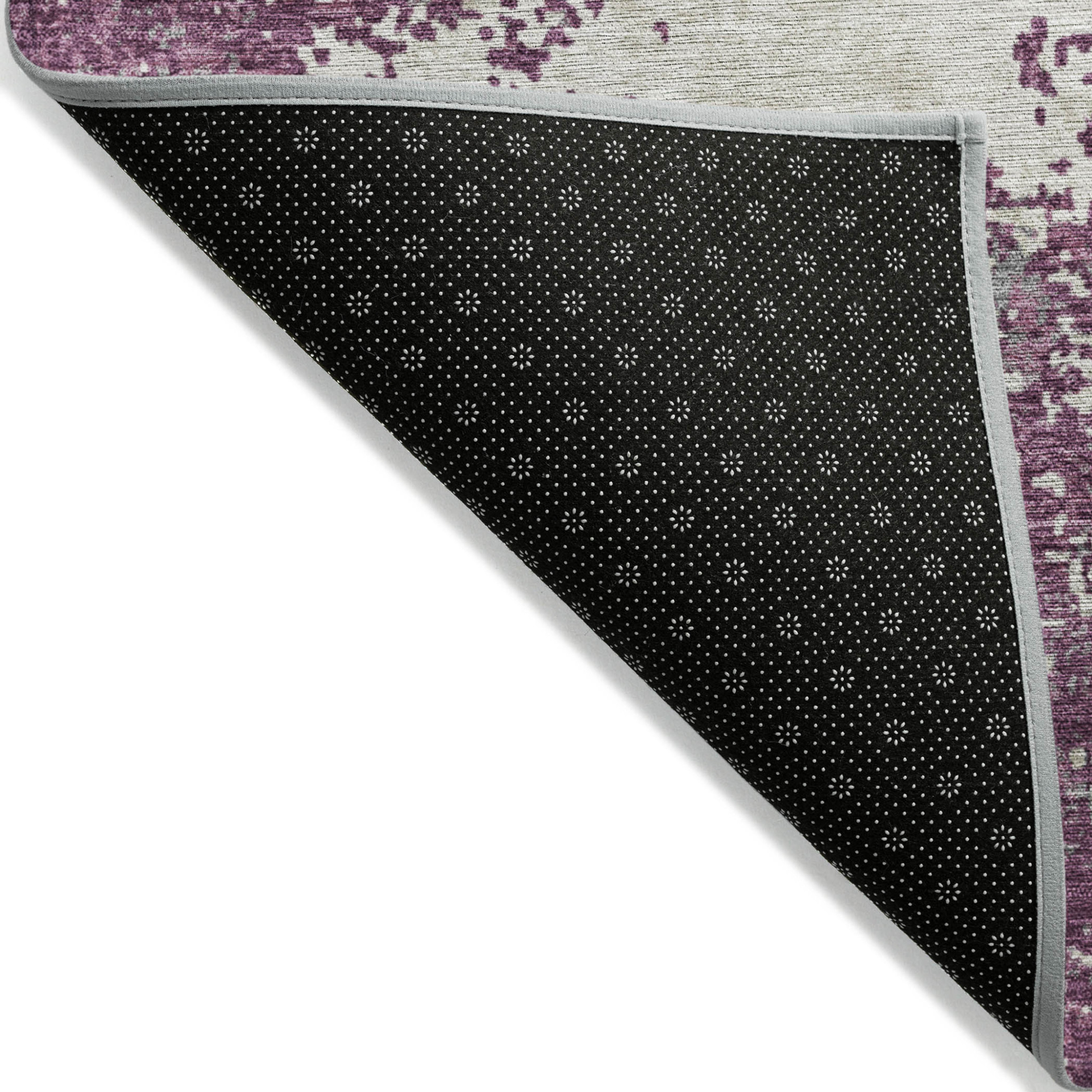 10' X 14' Eggplant Gray And Ivory Abstract Washable Indoor Outdoor Area Rug - 1 - Sports & Outdoor