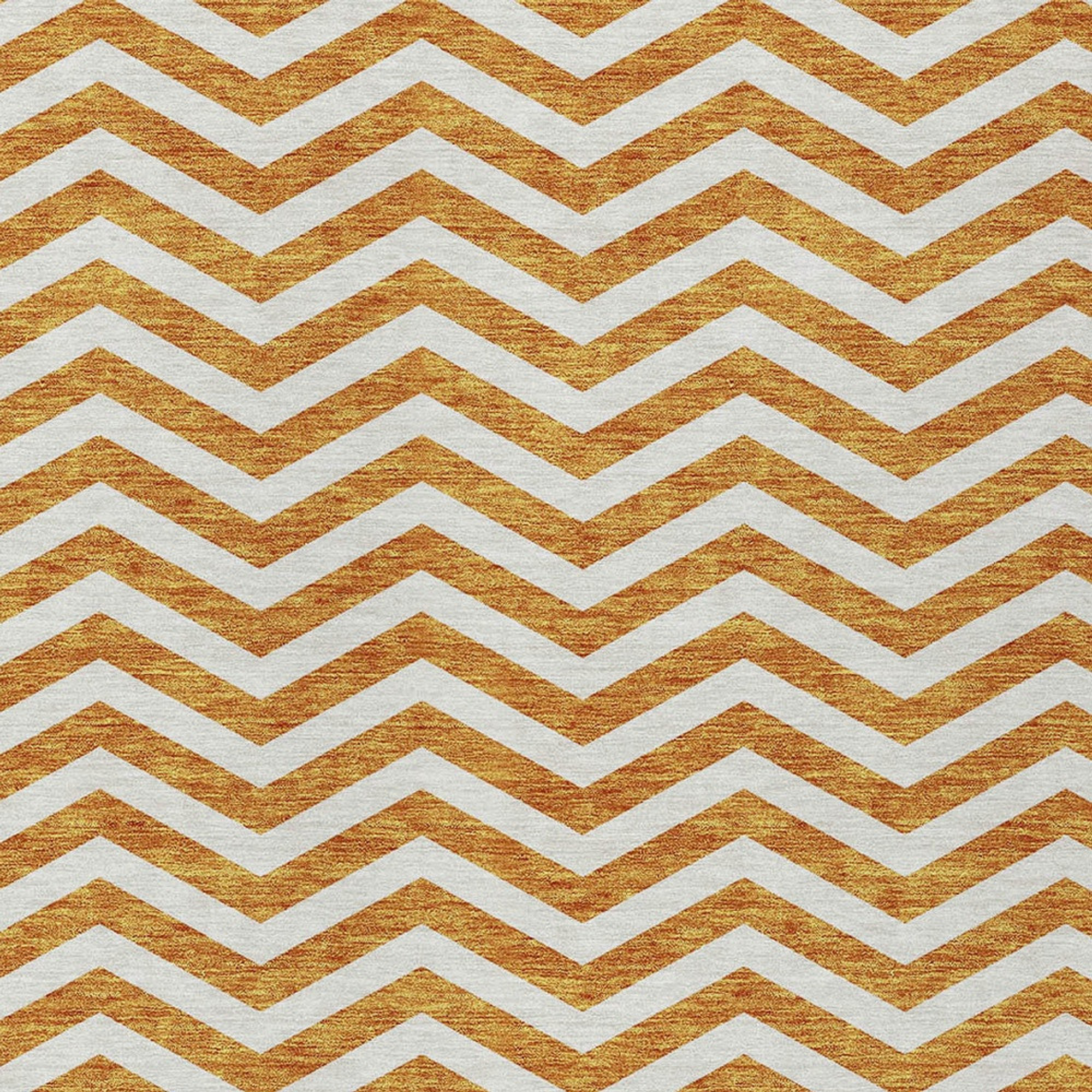 10' X 14' Orange And Beige Chevron Washable Indoor Outdoor Area Rug - 1 - Sports & Outdoor