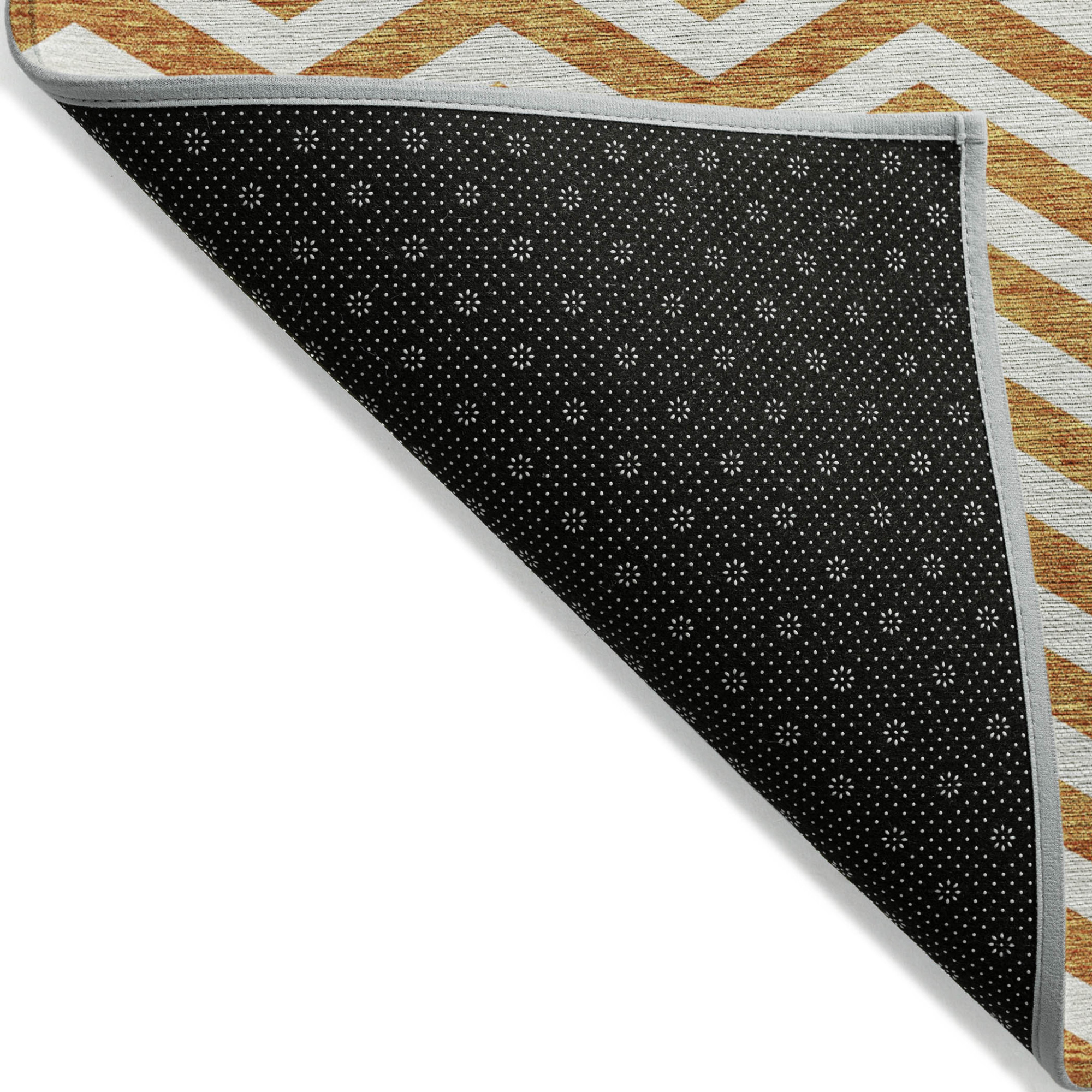 10' X 14' Orange And Beige Chevron Washable Indoor Outdoor Area Rug - 1 - Sports & Outdoor