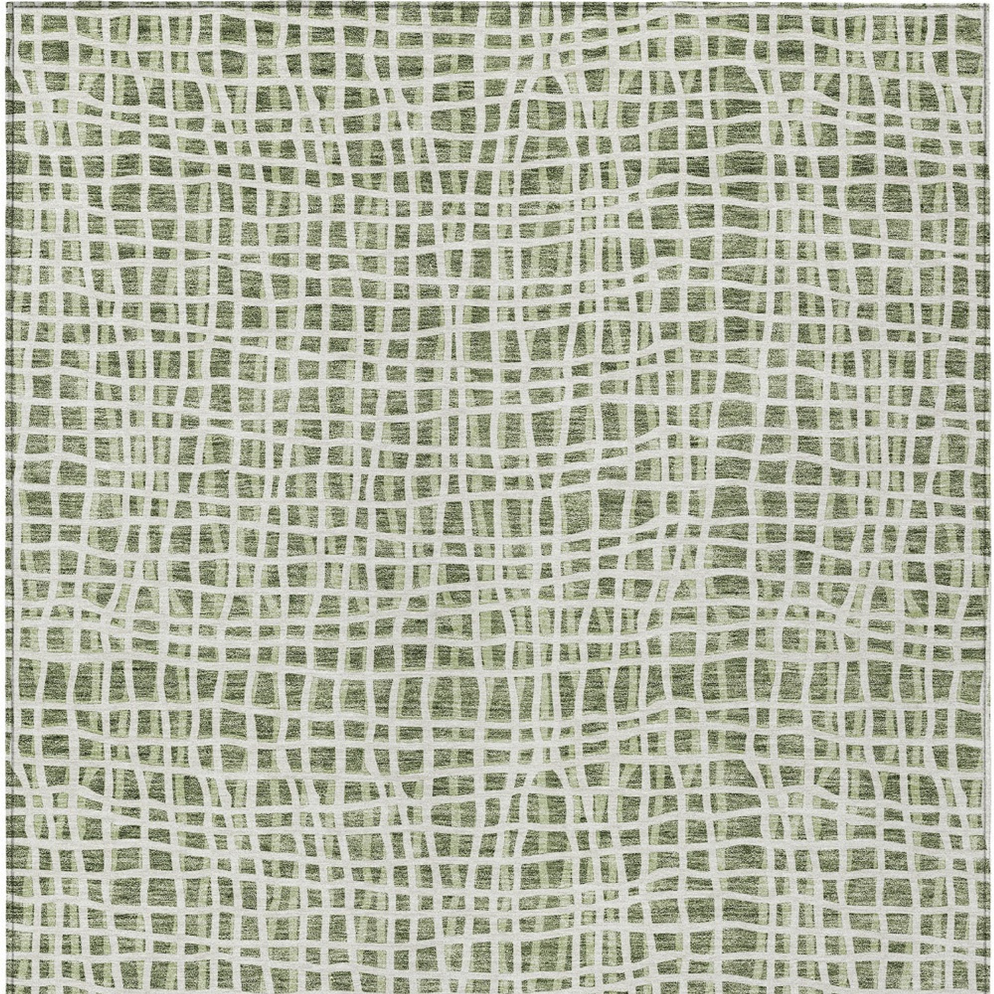 10' X 14' Green And Ivory Striped Washable Indoor Outdoor Area Rug - 1 - Sports & Outdoor