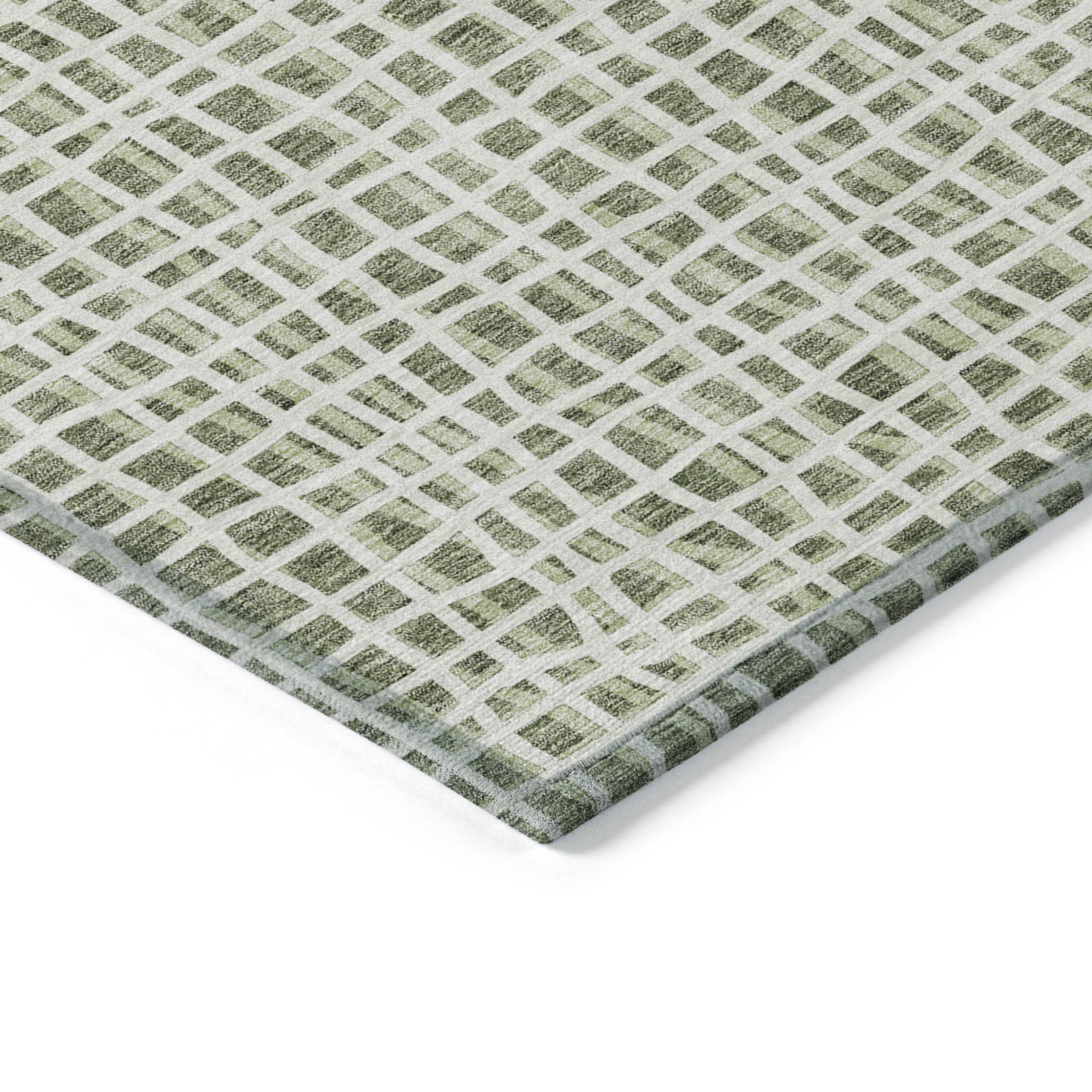 10' X 14' Green And Ivory Striped Washable Indoor Outdoor Area Rug - 1 - Sports & Outdoor