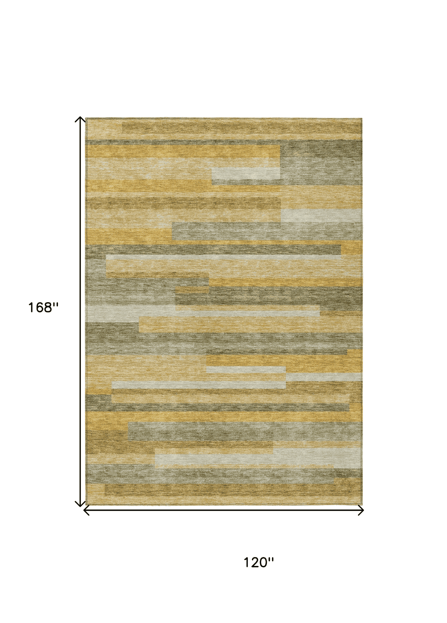 10' X 14' Gold Wheat And Ivory Striped Washable Indoor Outdoor Area Rug - 1 - Sports & Outdoor