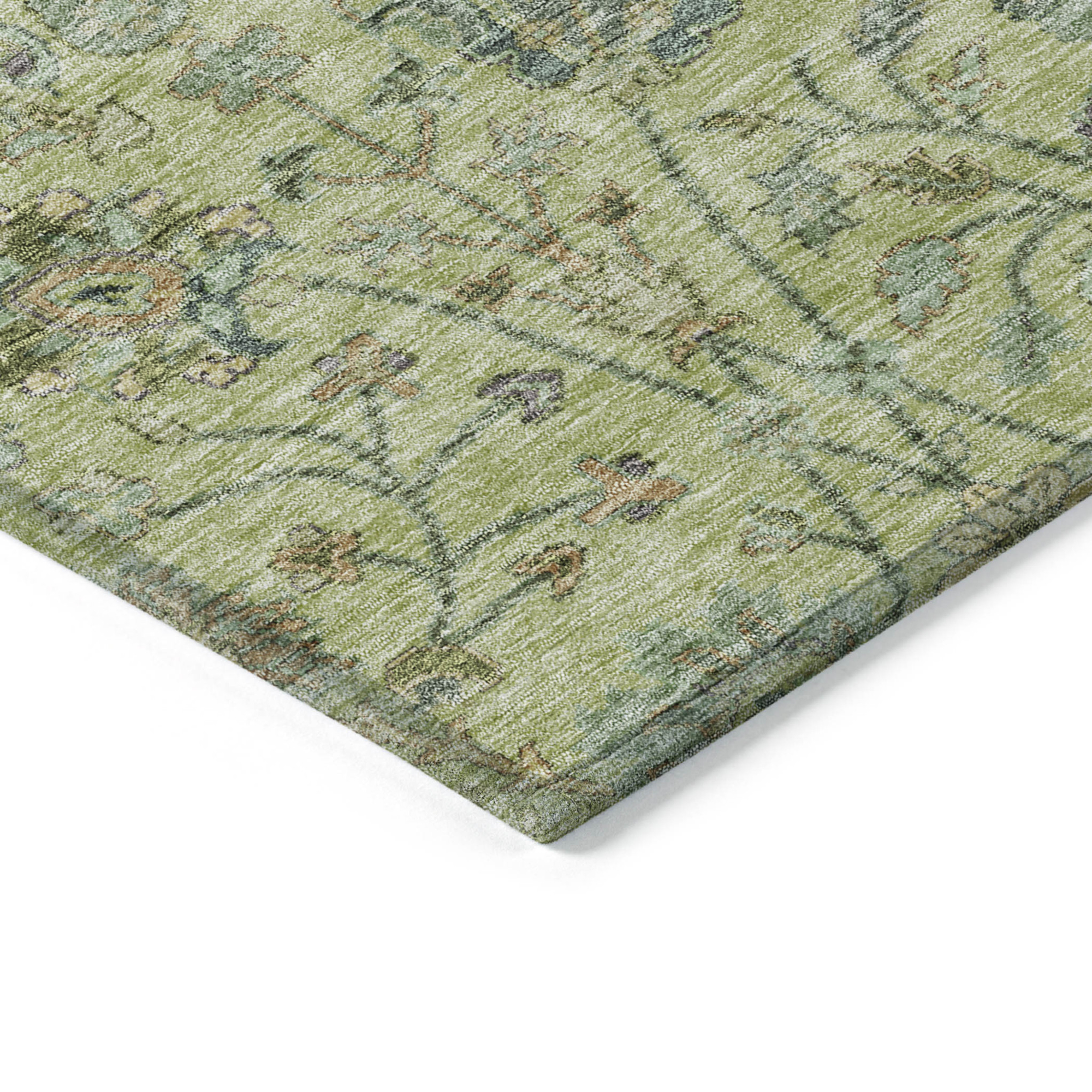 10' X 14' Mint Green Brown And Gray Floral Washable Indoor Outdoor Area Rug - 1 - Sports & Outdoor