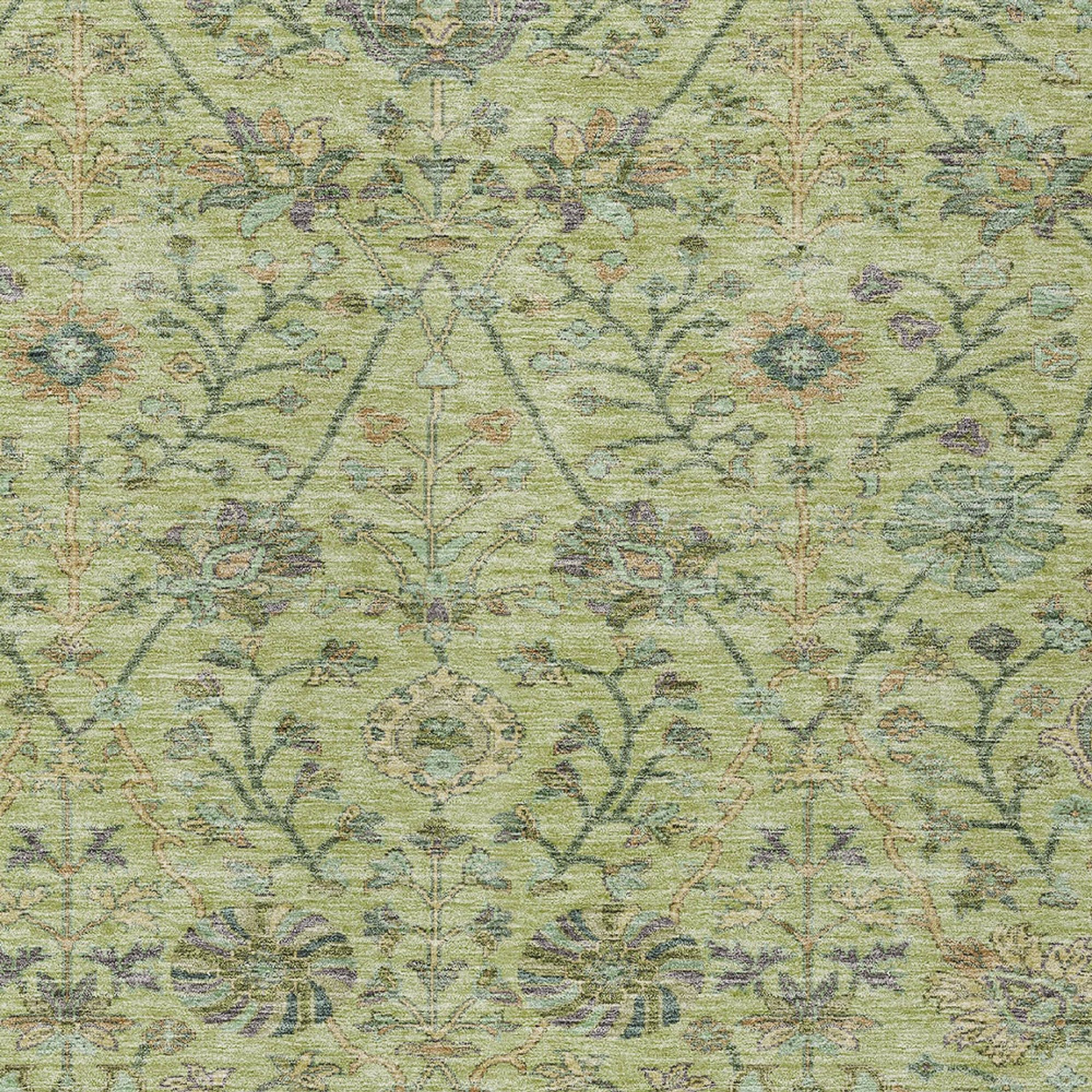 10' X 14' Mint Green Brown And Gray Floral Washable Indoor Outdoor Area Rug - 1 - Sports & Outdoor