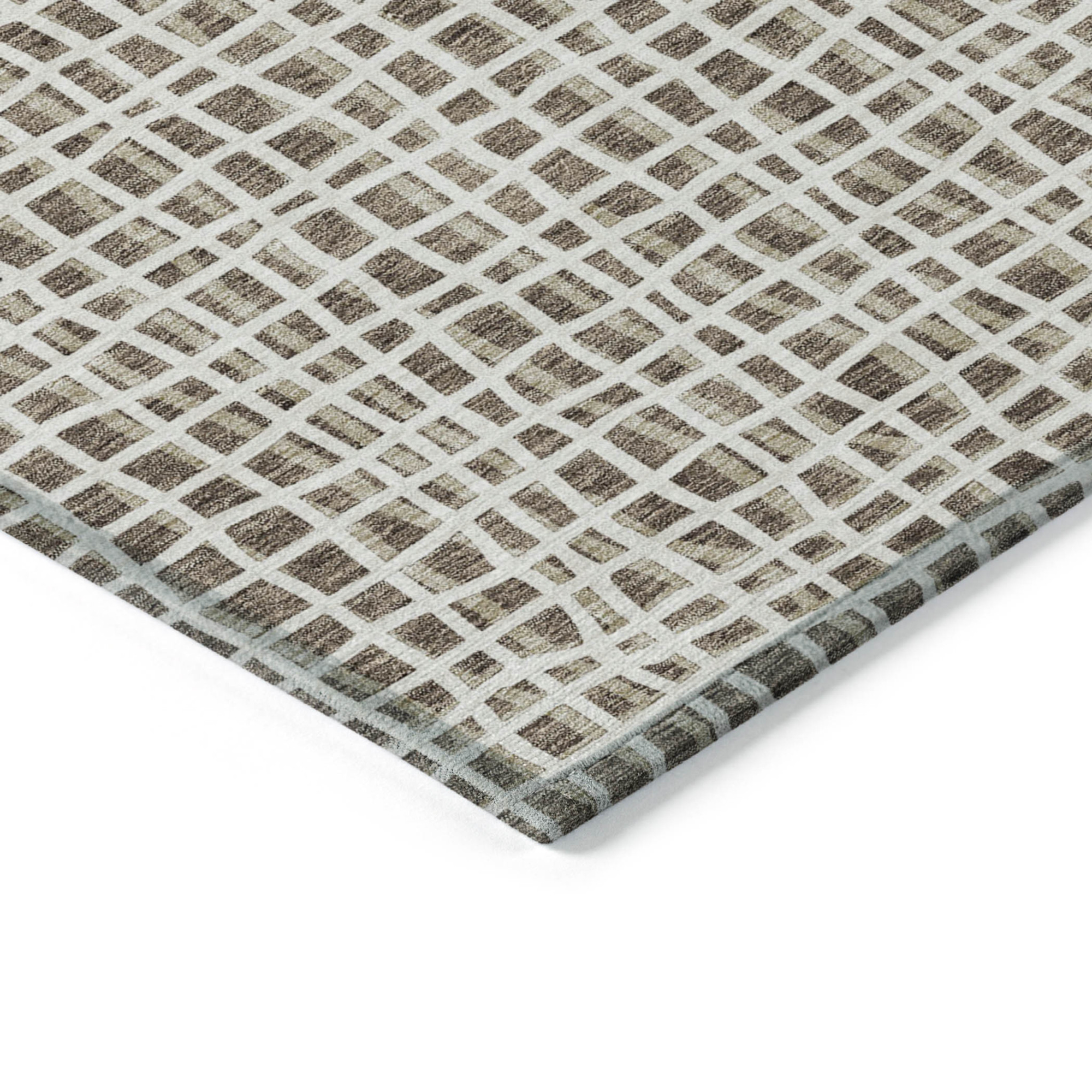 10' X 14' Brown Beige And Ivory Striped Washable Indoor Outdoor Area Rug - 1 - Sports & Outdoor