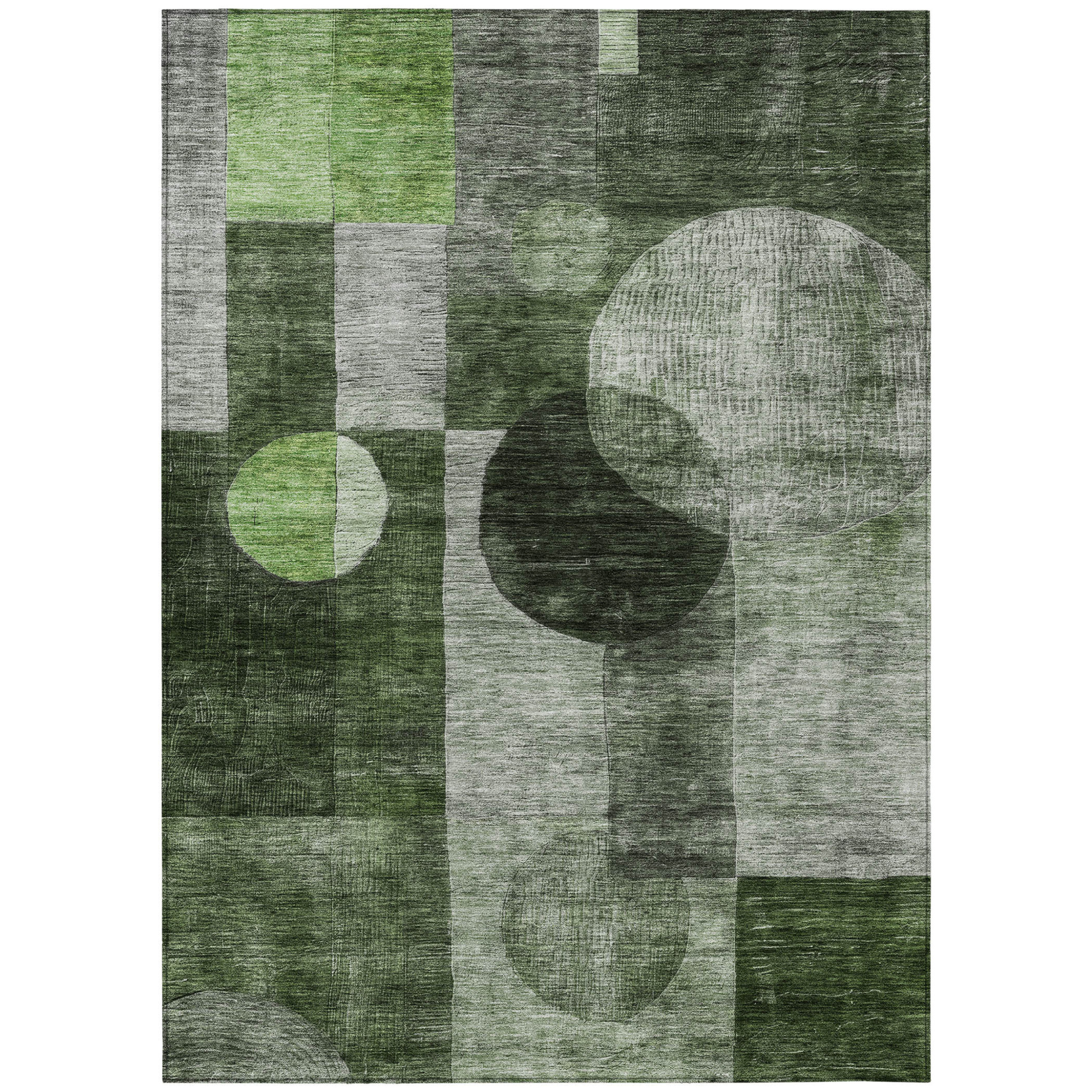 10' X 14' Fern Green And Gray Geometric Washable Indoor Outdoor Area Rug - 1 - Sports & Outdoor