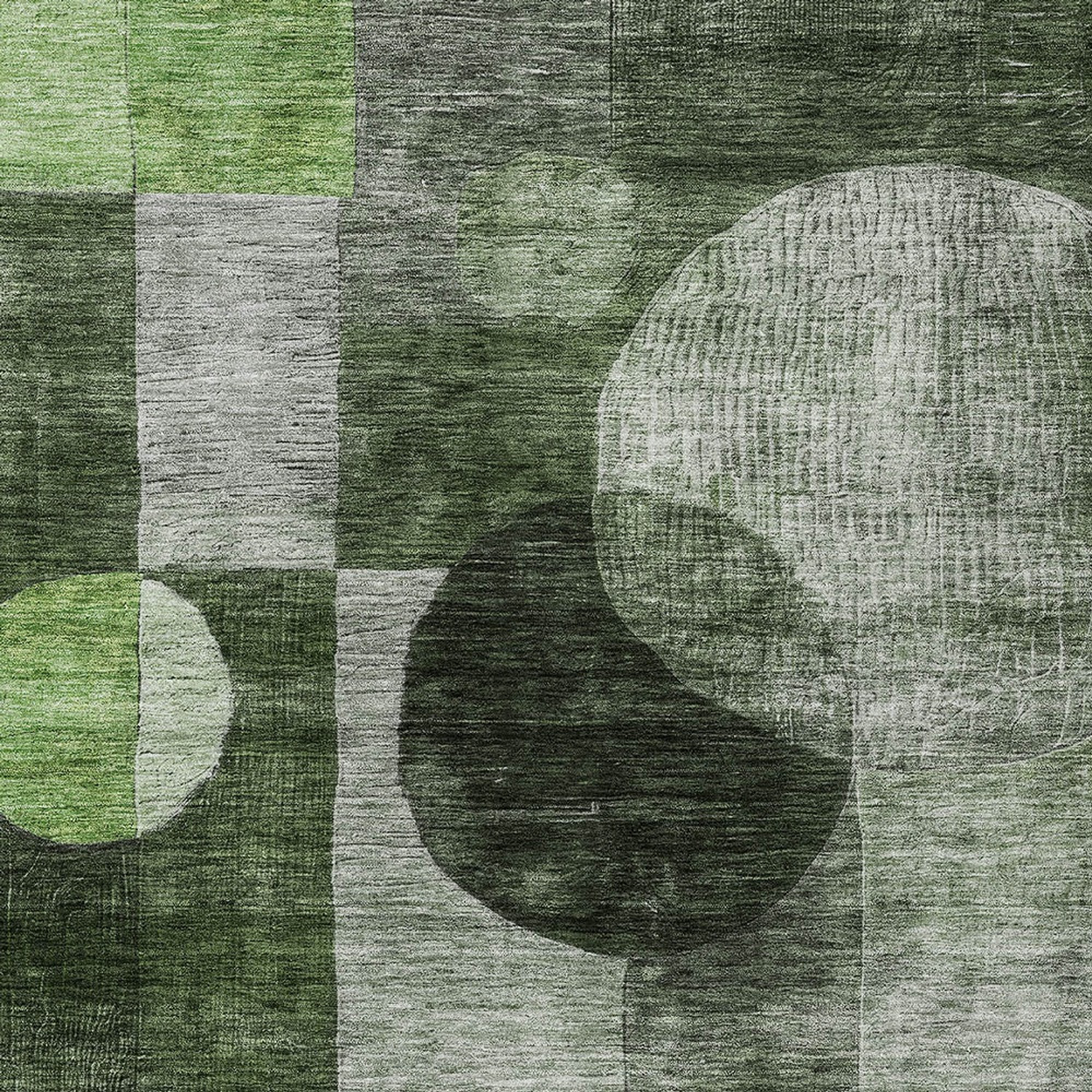 10' X 14' Fern Green And Gray Geometric Washable Indoor Outdoor Area Rug - 1 - Sports & Outdoor