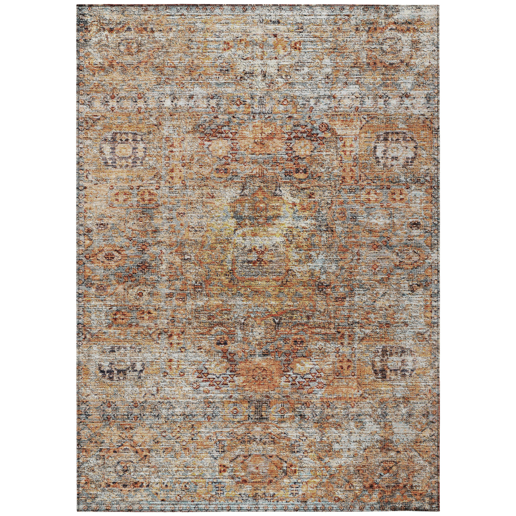 10' X 14' Coral Terra Cotta And Beige Floral Washable Indoor Outdoor Area Rug - 1 - Sports & Outdoor